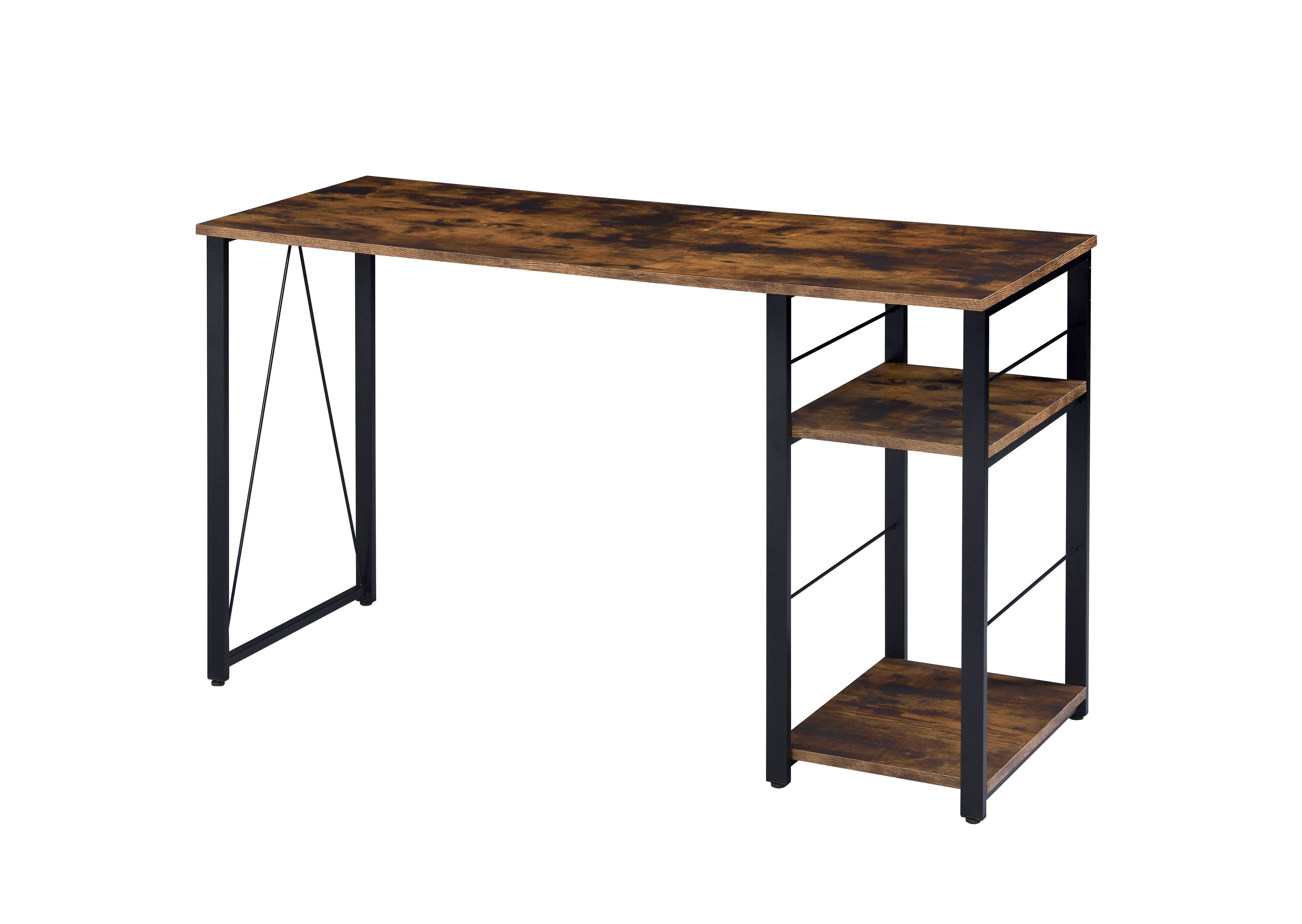 Front. TinyHomie - Vadna Weathered Oak and Black Finish Writing Desk - Black and Oak.