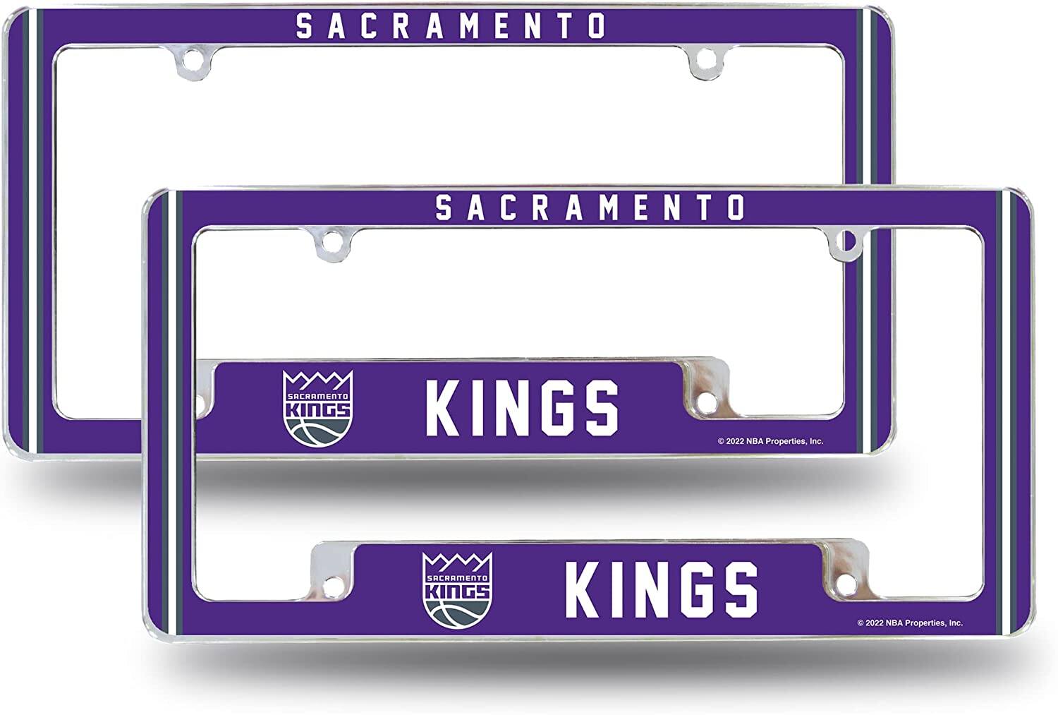 Sacramento NBA Kings (Set of 2) Chrome Metal License Plate Frames with Bold Full Frame Design