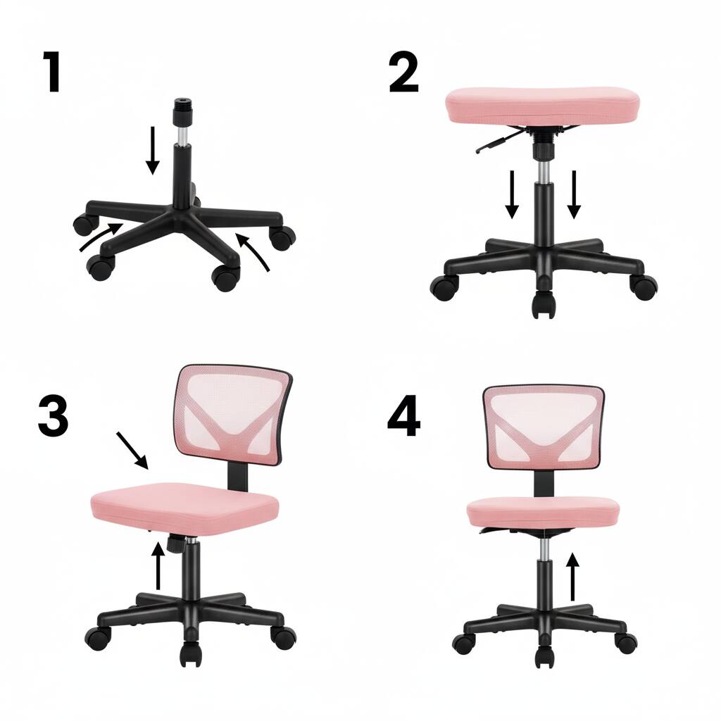 Alt View 2. AOITUN - Pink Office Computer Desk Chair - Ergonomic, Adjustable Height, Armless, Breathable Mesh for Small Spaces - Pink.