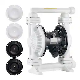 VEVOR - Air Operated Double Diaphragm Pump, 25 GPM, 1 inch Inlet & Outlet Pneumatic Waste Oil Transfer Pump, Max 100 PSI - White;Black