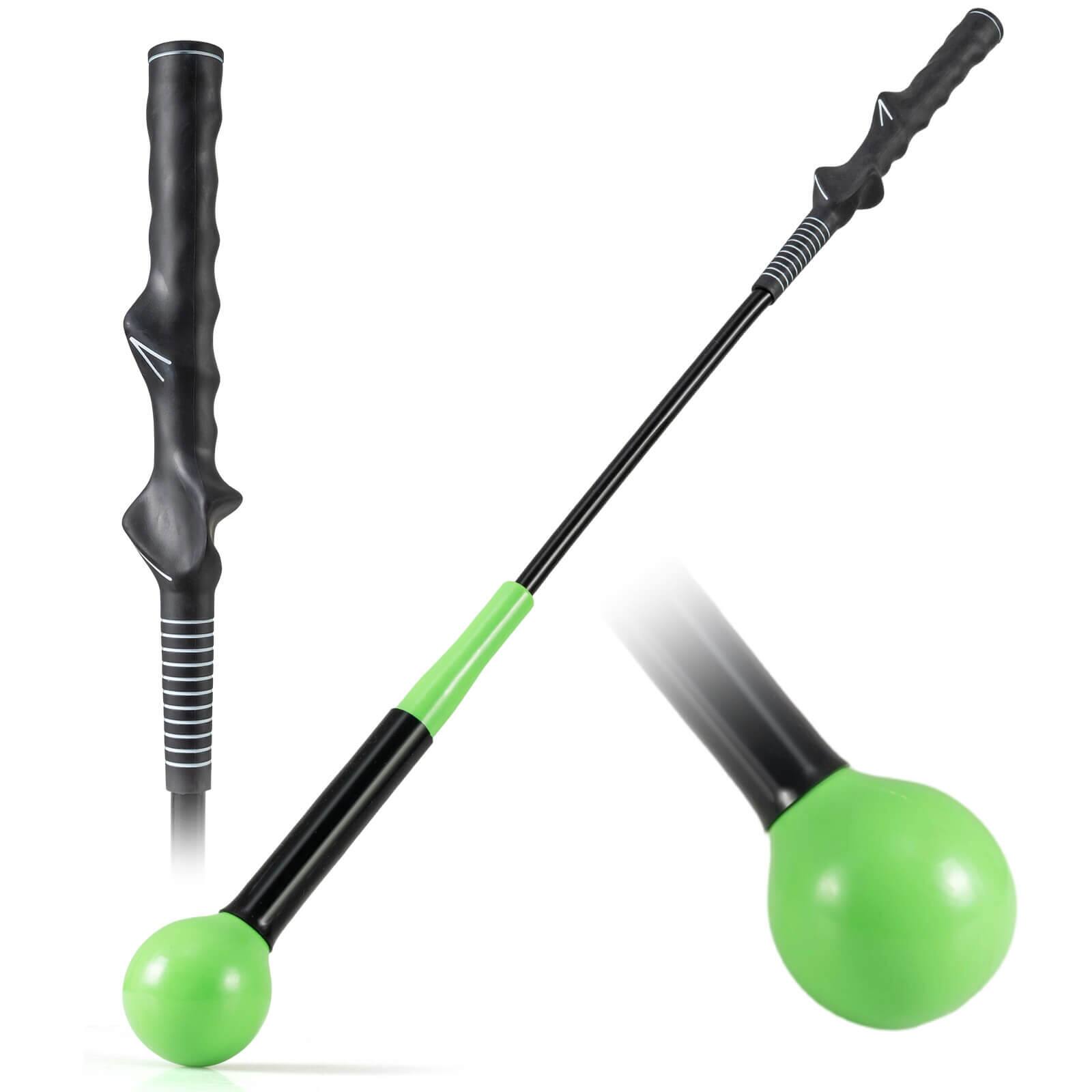 Front. Costway - Costway 31.5" Golf Swing Trainer Aid with Weighted Head for Grip Rhythm Flexibility Balance - Green.