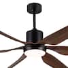 Front. Sofucor - 66 Inch Smart Ceiling Fan with Light Works with Alexa App Remote High CFM Quiet DC Motor for Patio Living Room Bedroom - Black.