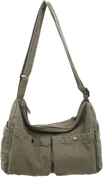 Front. Vulpecula Spade - Canvas Messenger Bag Cute Crossbody Tote Bag Shoulder for Women Men for School Aesthetic Hobo with Multiple Pockets - Green.