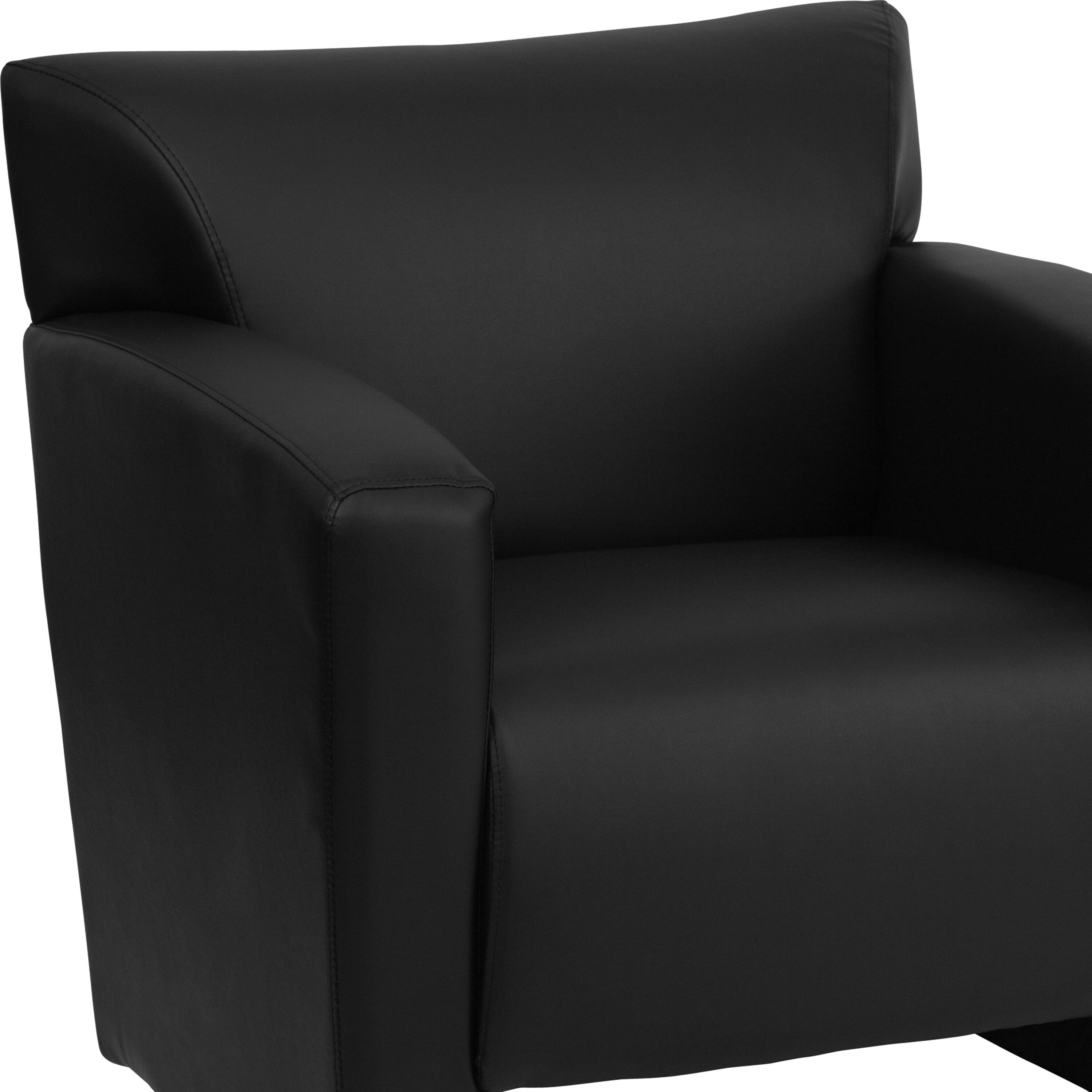 Alt View 8. Emma + Oliver - LeatherSoft Reception/Living Room Chair with Extended Panel Arms - Black.