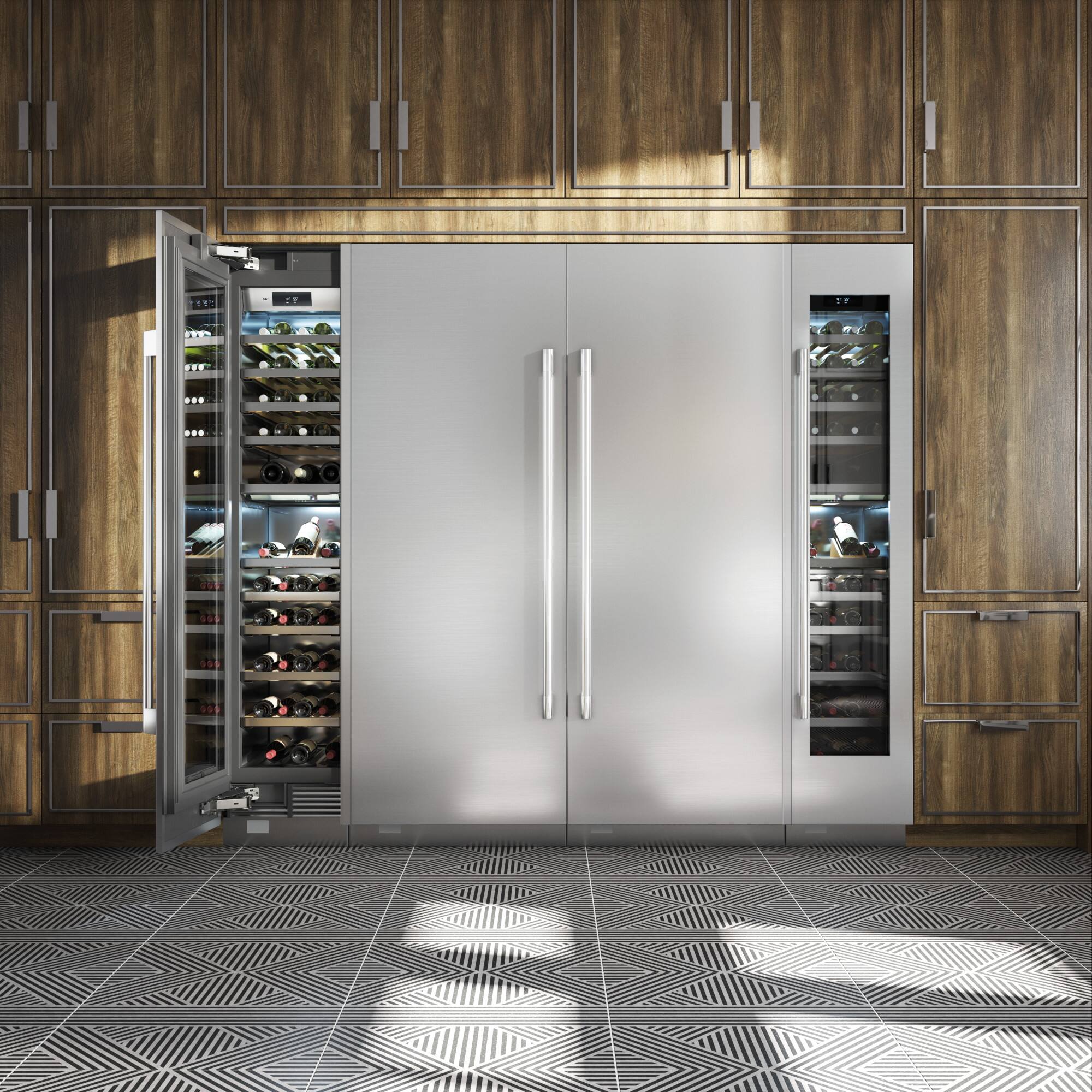 Alt View 1. SKS - 18-inch 71 Bottle Built-In Smart Column Wine Refrigerator with 2 Temperature Zones - Custom Panel Ready.