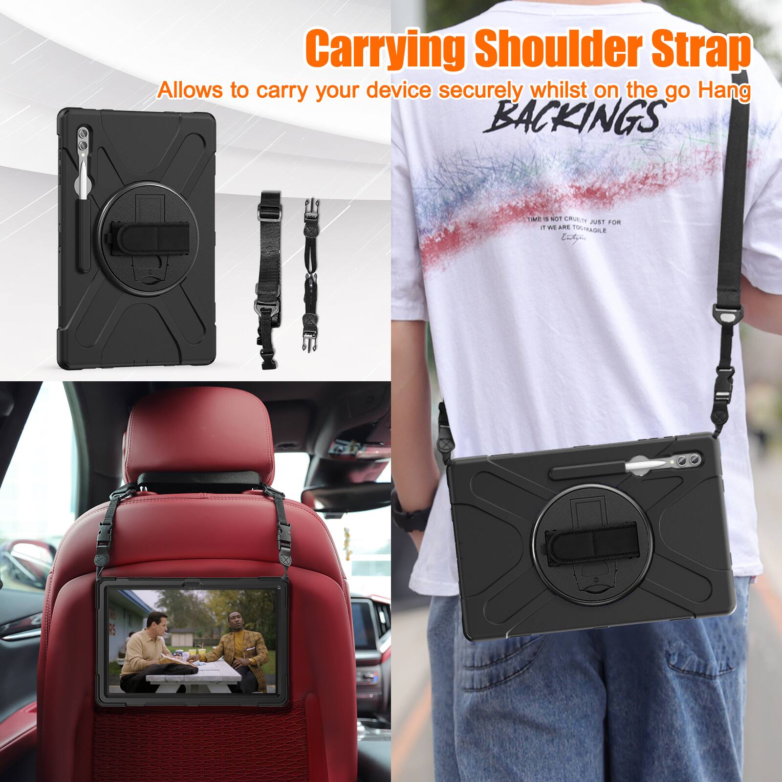 Carrying Shoulder Strap  
Allows to carry your device securely whilst on the go  
Hang BACKINGS