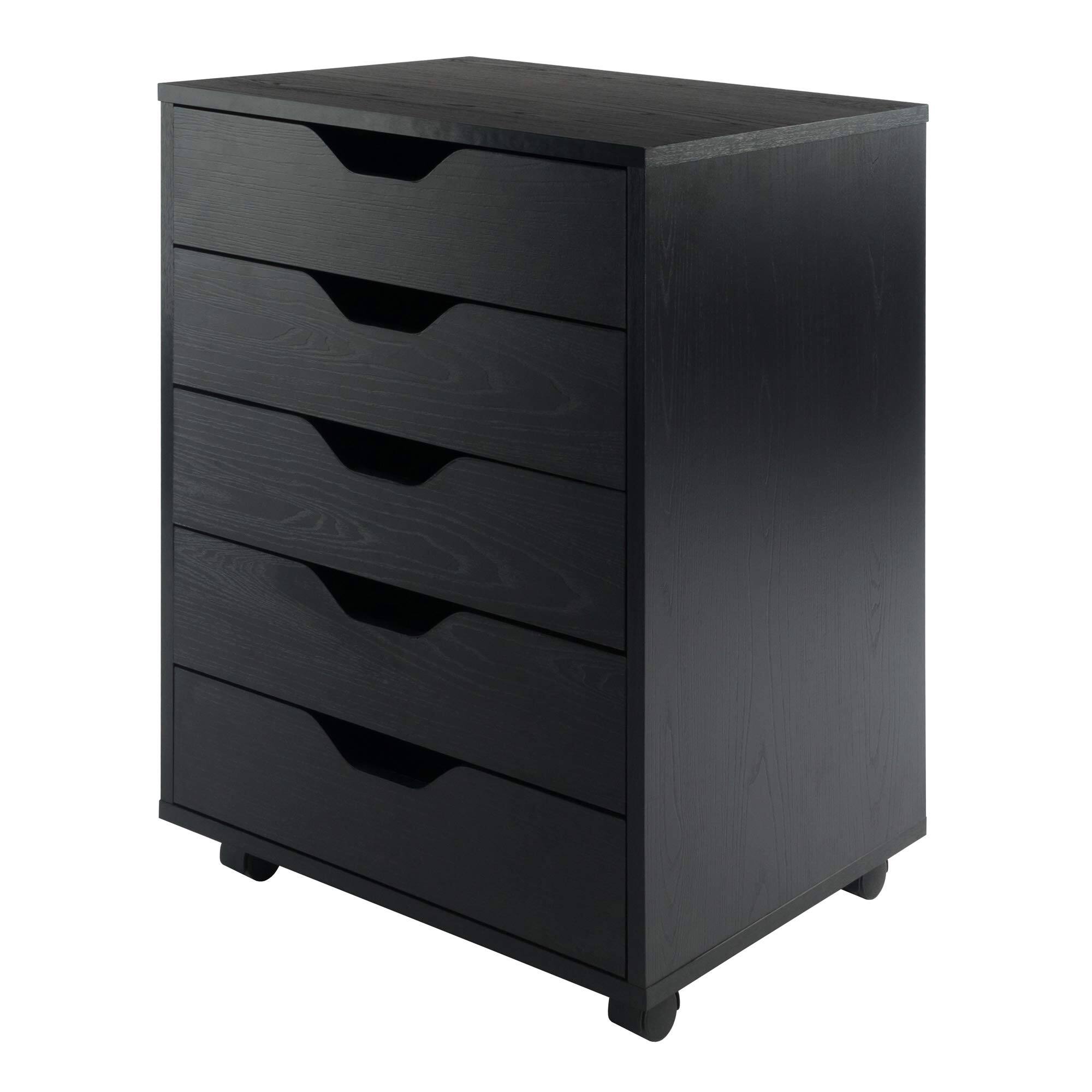 Front. Hirose Alice - 10519 Halifax 5-drawer Composite Cabinet WoodSold - Black-Cabinet.