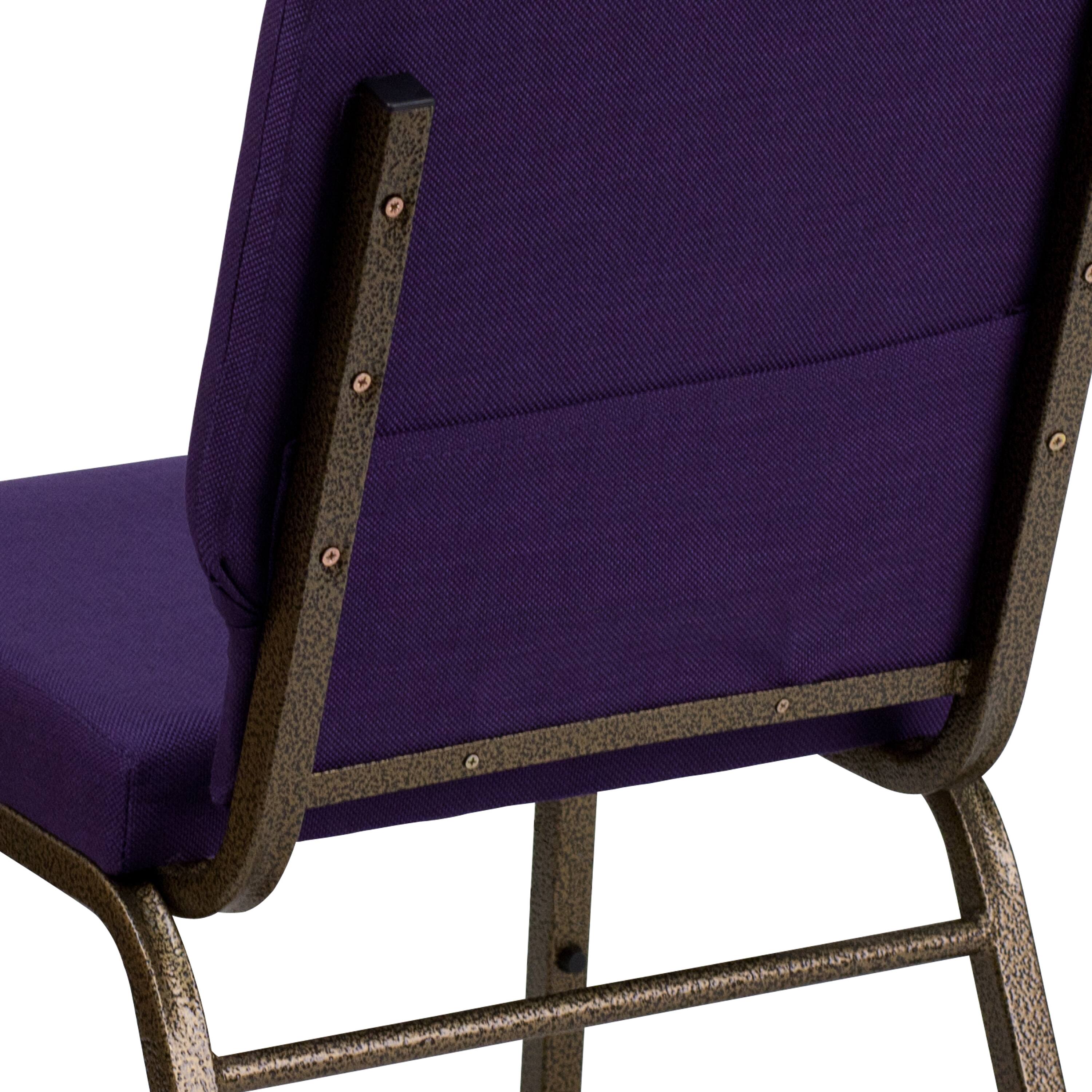 Alt View 9. Emma + Oliver - Stacking Auditorium Chair with 19" Seat - Royal Purple Fabric/Gold Vein Frame.