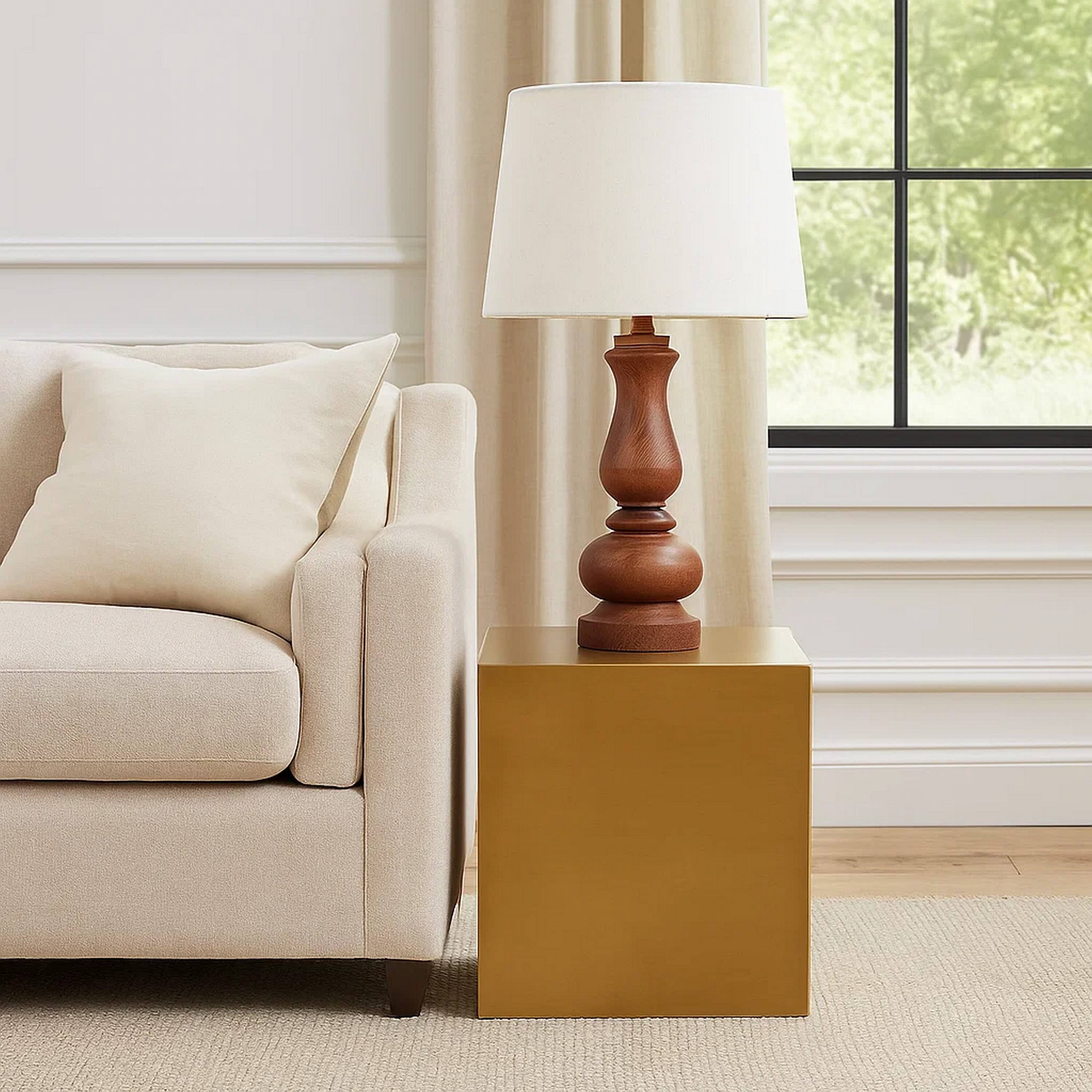 Manhattan Lane Side Table with Metal Block Cube Shaped, Small Brass ...
