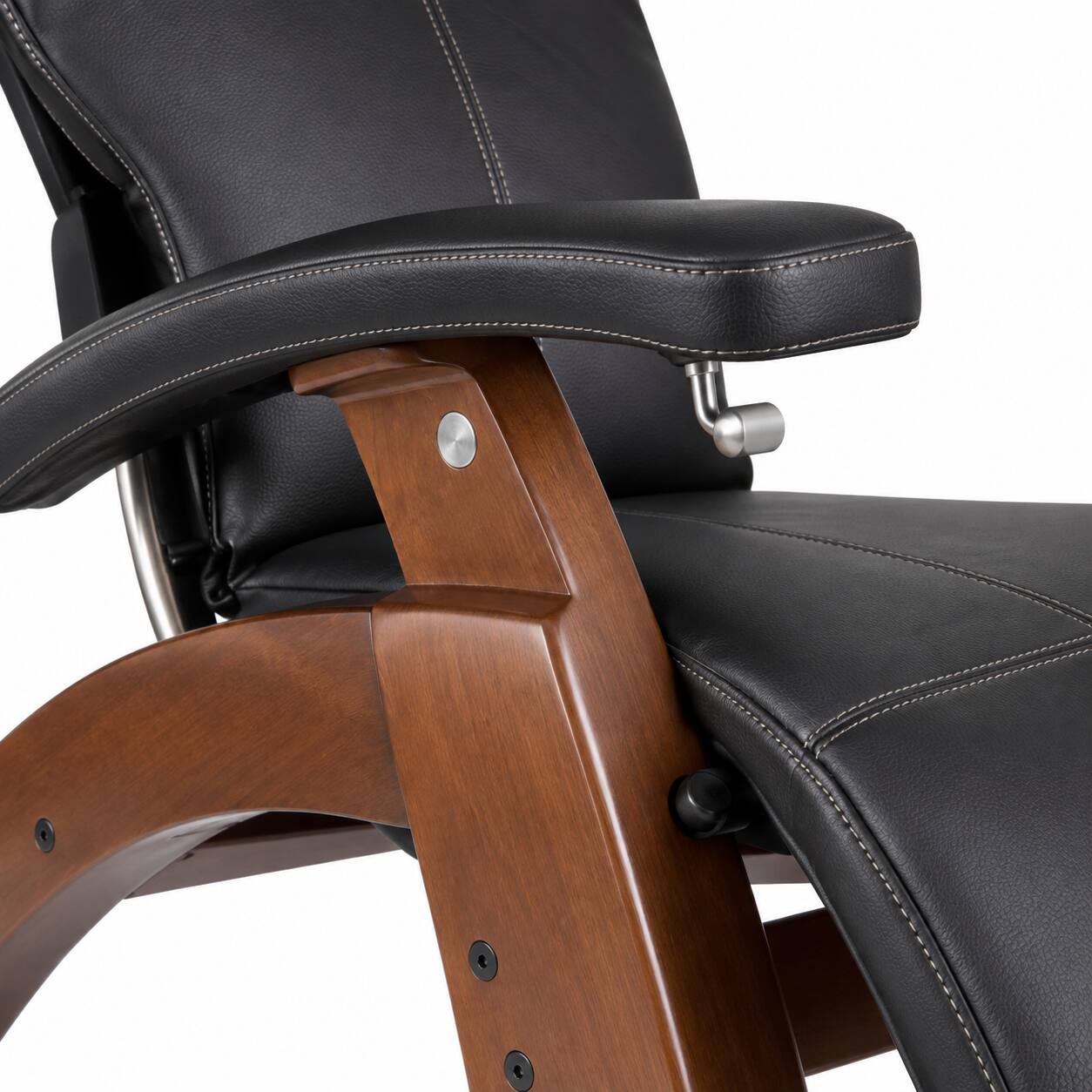Alt View 4. Human Touch - Human Touch Perfect Chair PC-420 Classic Manual Plus Zero Gravity Chair Recliner with Solid Wood Base - Walnut / Black SofHyde / Comfort.