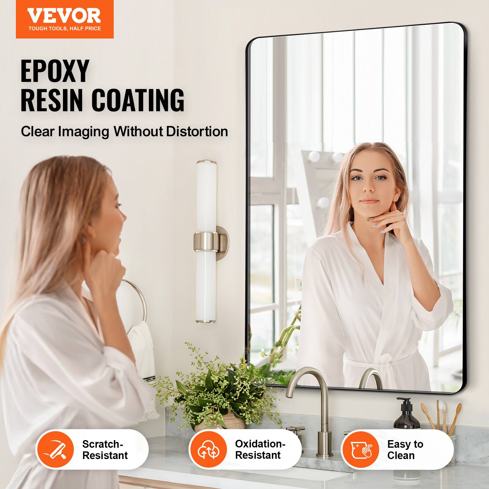 VEVOR  
TOUGH TOOLS, HALF PRICE  

EPOXY RESIN COATING  
Clear Imaging Without Distortion  

Scratch-Resistant  
Oxidation-Resistant  
Easy to Clean