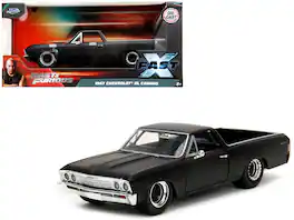 1967 Chevrolet El Camino Matt Black "Fast & Furious" Series 1/24 Diecast Model Car by Jada - Matte Black