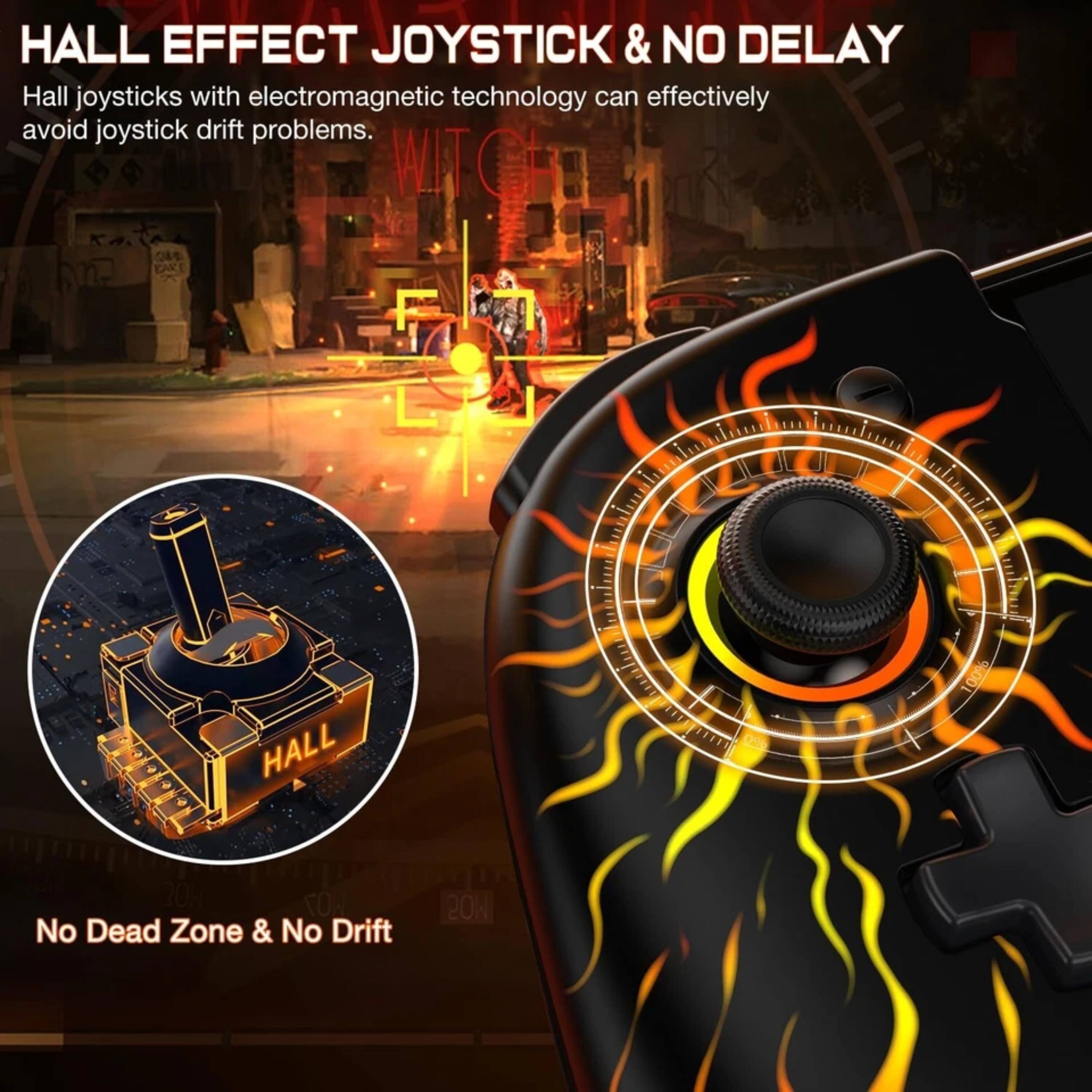 HALL EFFECT JOYSTICK & NO DELAY

Hall joysticks with electromagnetic technology can effectively avoid joystick drift problems.

No Dead Zone & No Drift