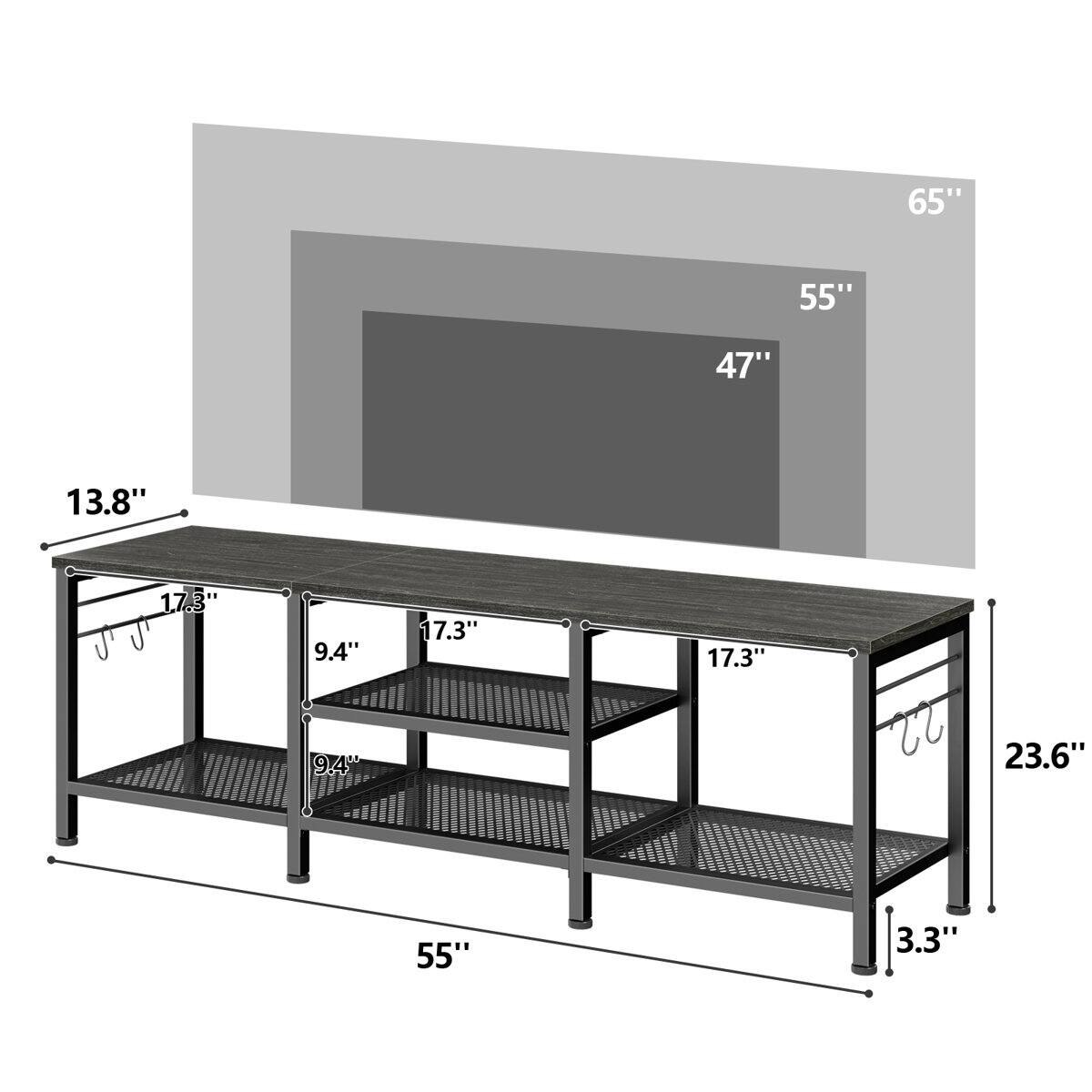 65" 55" 47" 13.8" 17.3" 9.4" 17.3" 9.4" 23.6" 55" 3.3"