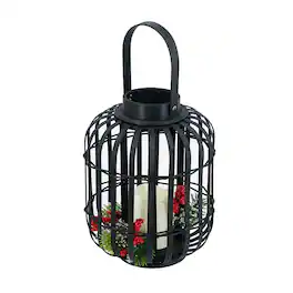 Boyel Living - Black Bamboo Lantern with White LED Candle