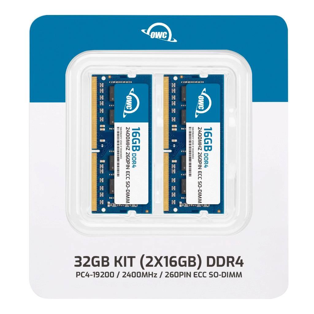 OWC 2400MHz 16GB 260PIN DDR4 ECC SO-DIMM  
32GB KIT (2X16GB) DDR4 PC4-19200 / 2400MHz / 260PIN ECC SO-DIMM