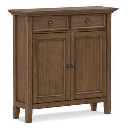 Simpli Home - Amherst 36 inch Wide Solid Wood Transitional Entryway Storage Cabinet in Rustic Natural Aged Brown - Rusted Natural Aged Brown