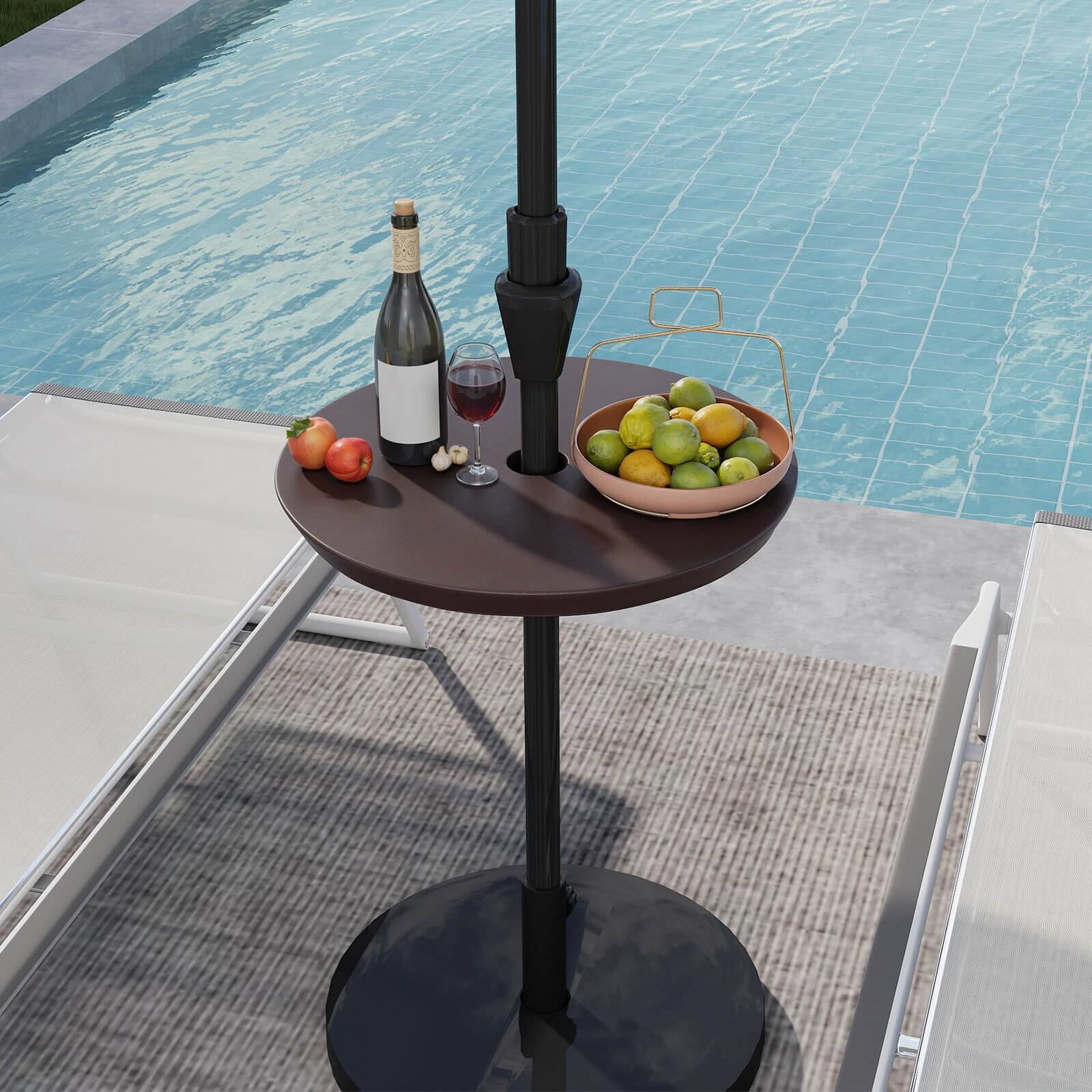 Alt View 3. Costway - Costway 20" Outdoor Adjustable Umbrella Table for 1.5" & 1.9" Patio Umbrella Pole - Coffee.