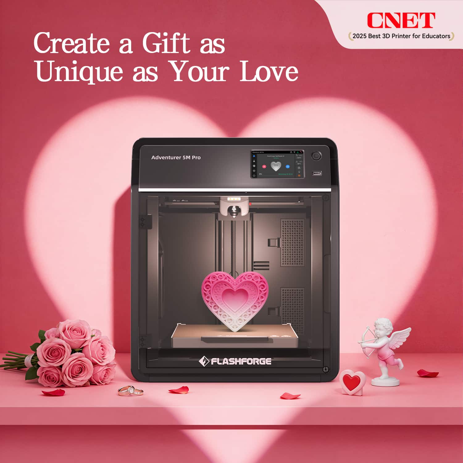 Flashforge - Adventurer 5M Pro 3D Printer, Auto Leveling, 280°C Quick Detachable Nozzle, Dual Filtration, 220×220×220mm - Black