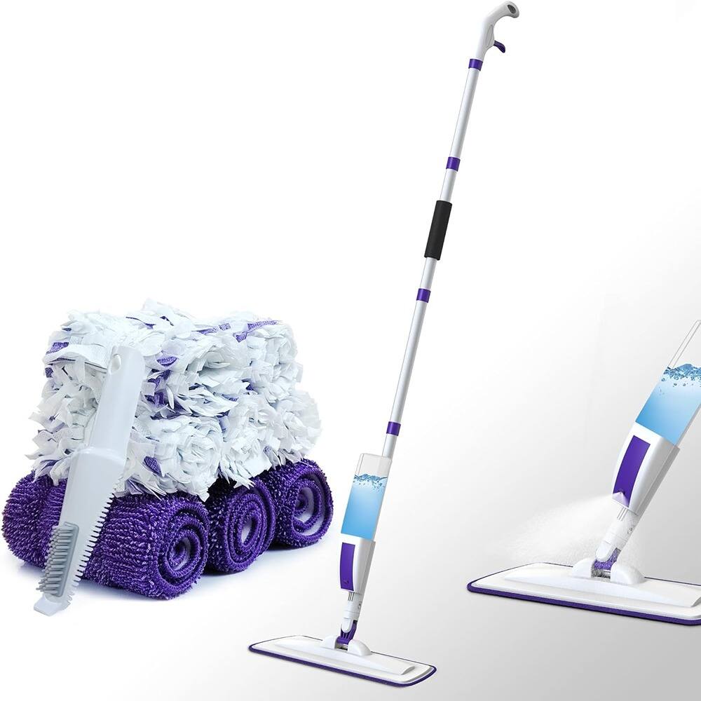 Front. Schertz - Spray Mop with 60" Handle, 14oz Bottle, 3 Washable Pads, for All Floors.