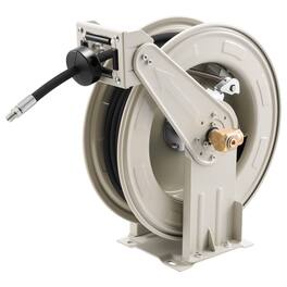VEVOR - Grease Hose Reel, 1/4 in x 50 ft Retractable, Spring Driven Auto Swivel Rewind, Max 10152 PSI, Heavy-Duty Carbon Steel - Gray;White;Black