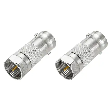 Front. Unique Bargains - 2pcs Coaxial F Male to BNC Female Adapter, 75 Ohm Nickel Plated, 26x10.5mm for CCTV Camera & Gaming Console Durable - Silver.