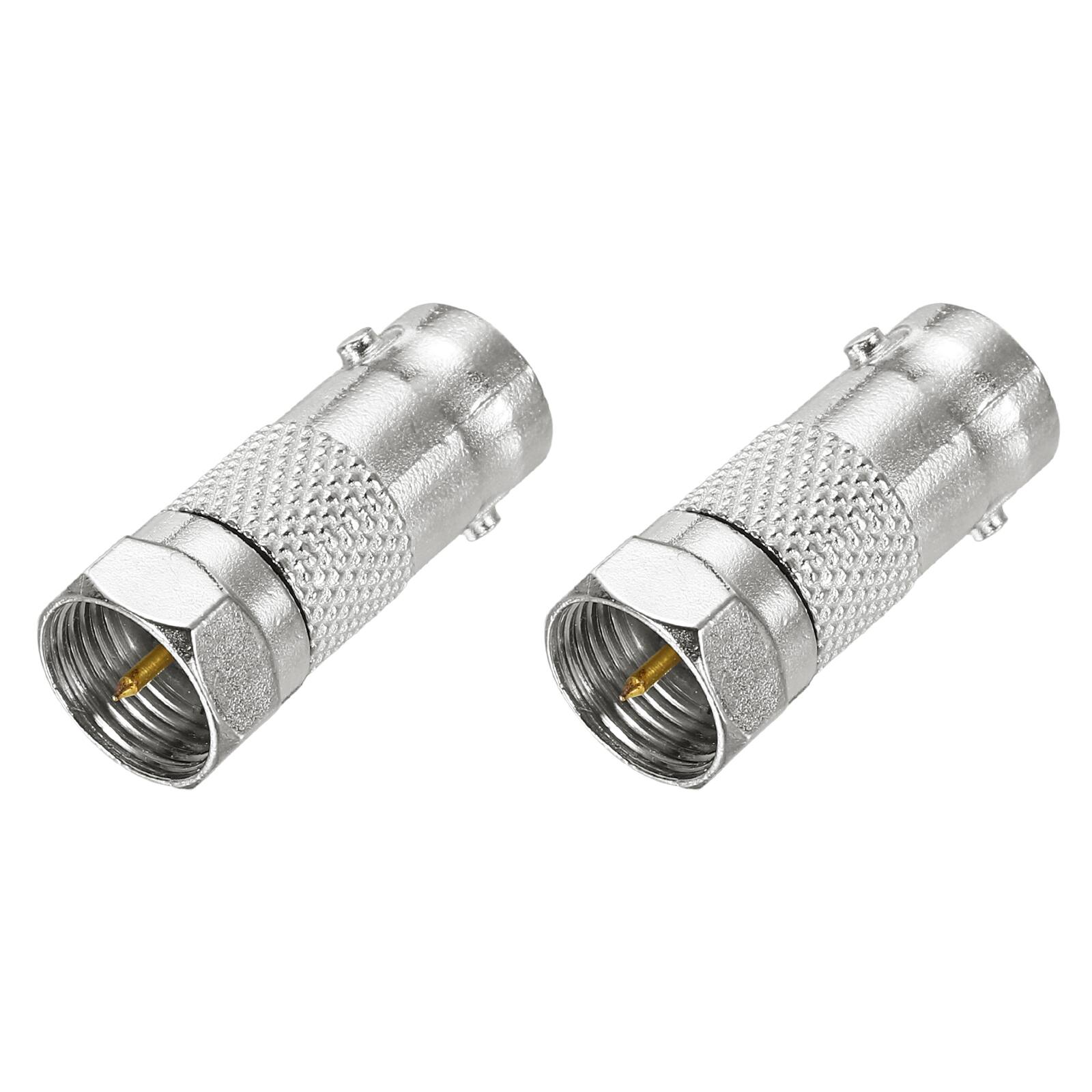 Front. Unique Bargains - 2pcs Coaxial F Male to BNC Female Adapter, 75 Ohm Nickel Plated, 26x10.5mm for CCTV Camera & Gaming Console Durable - Silver.
