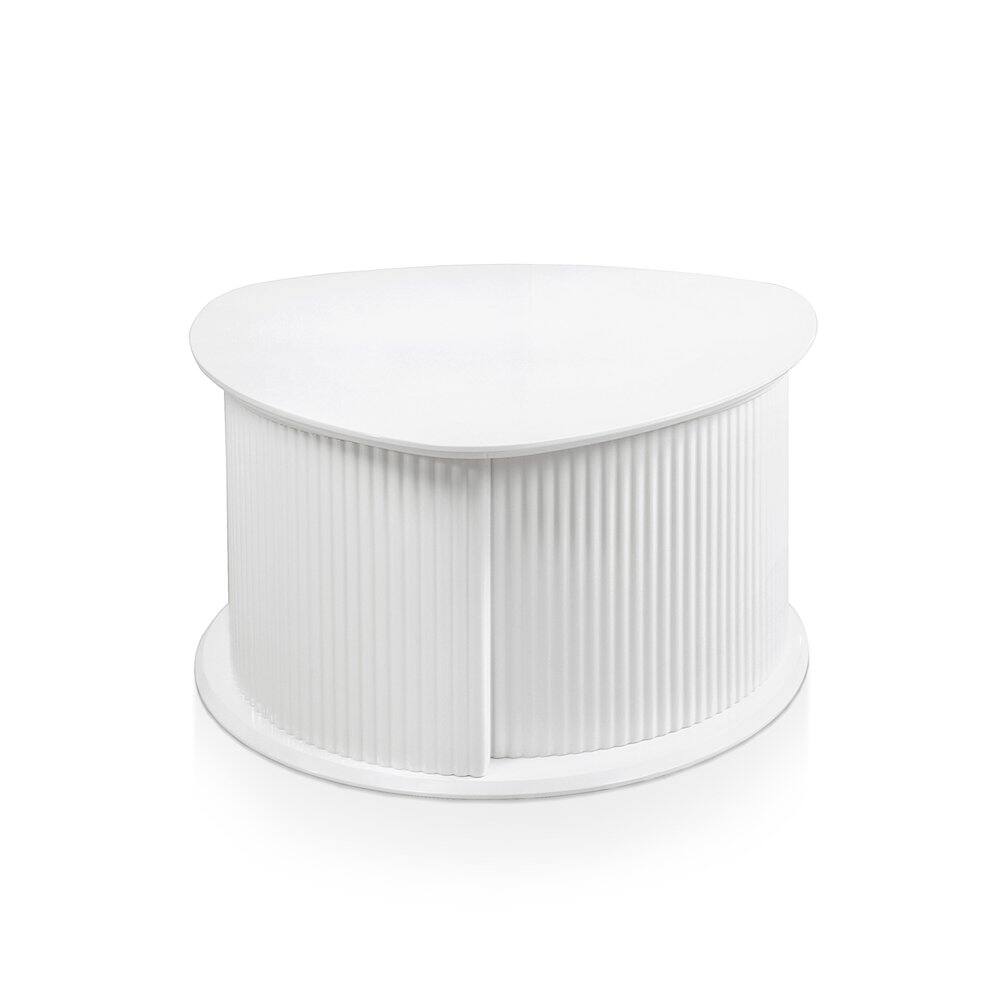 Alt View 1. Furniture of America - Talo Fluted Pedestal Triangle Storage Coffee Table - White.