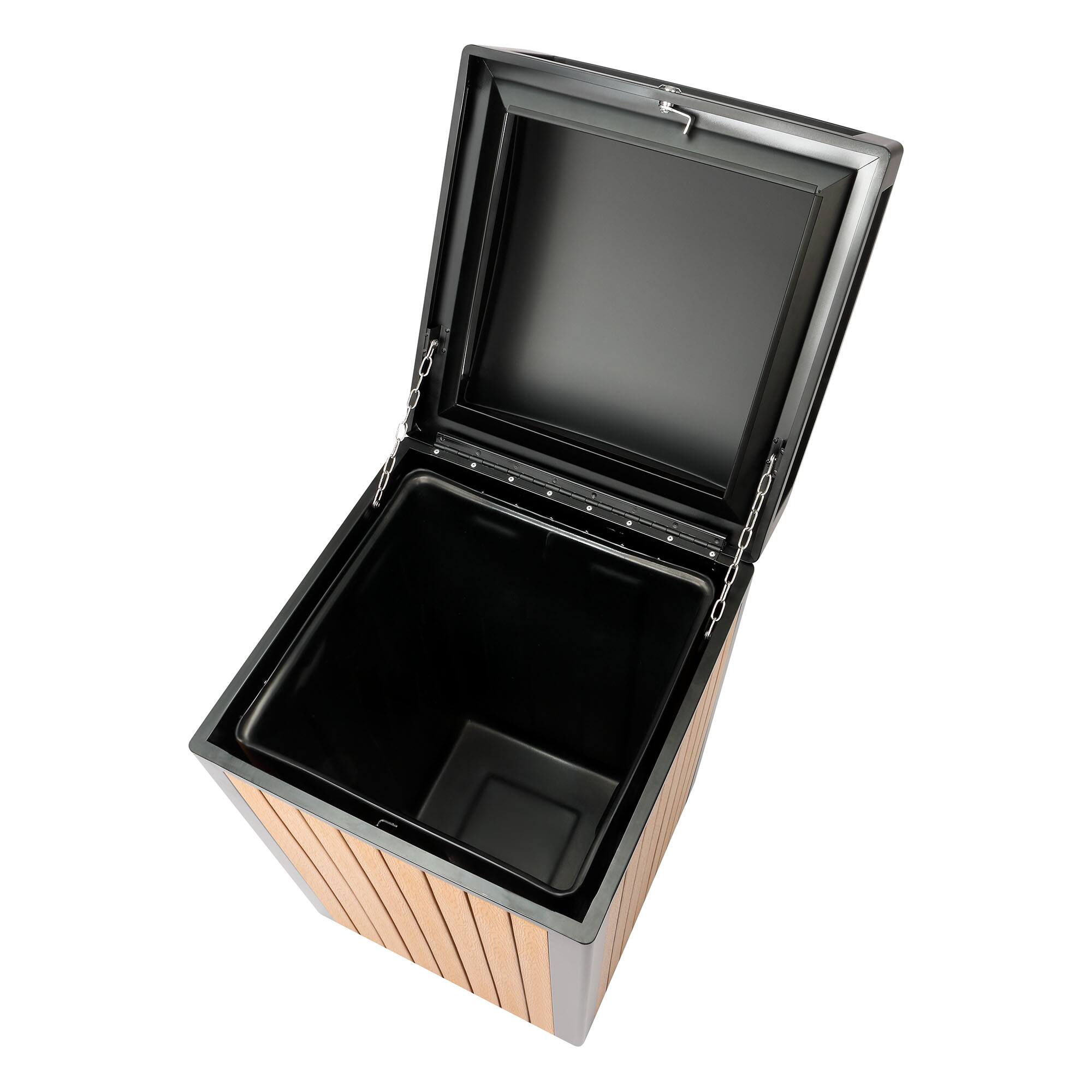 Alt View 6. Alpine Industries - 40 Gallon Outdoor Trash Can with Panels and Rain Bonnet Lid - Cedar.