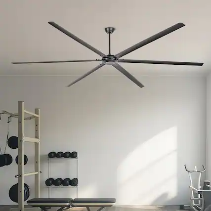 Front. Parrot Uncle - 120" Black Aluminum Extra Large Heavy Duty Industrial Ceiling Fan without Light - Black.