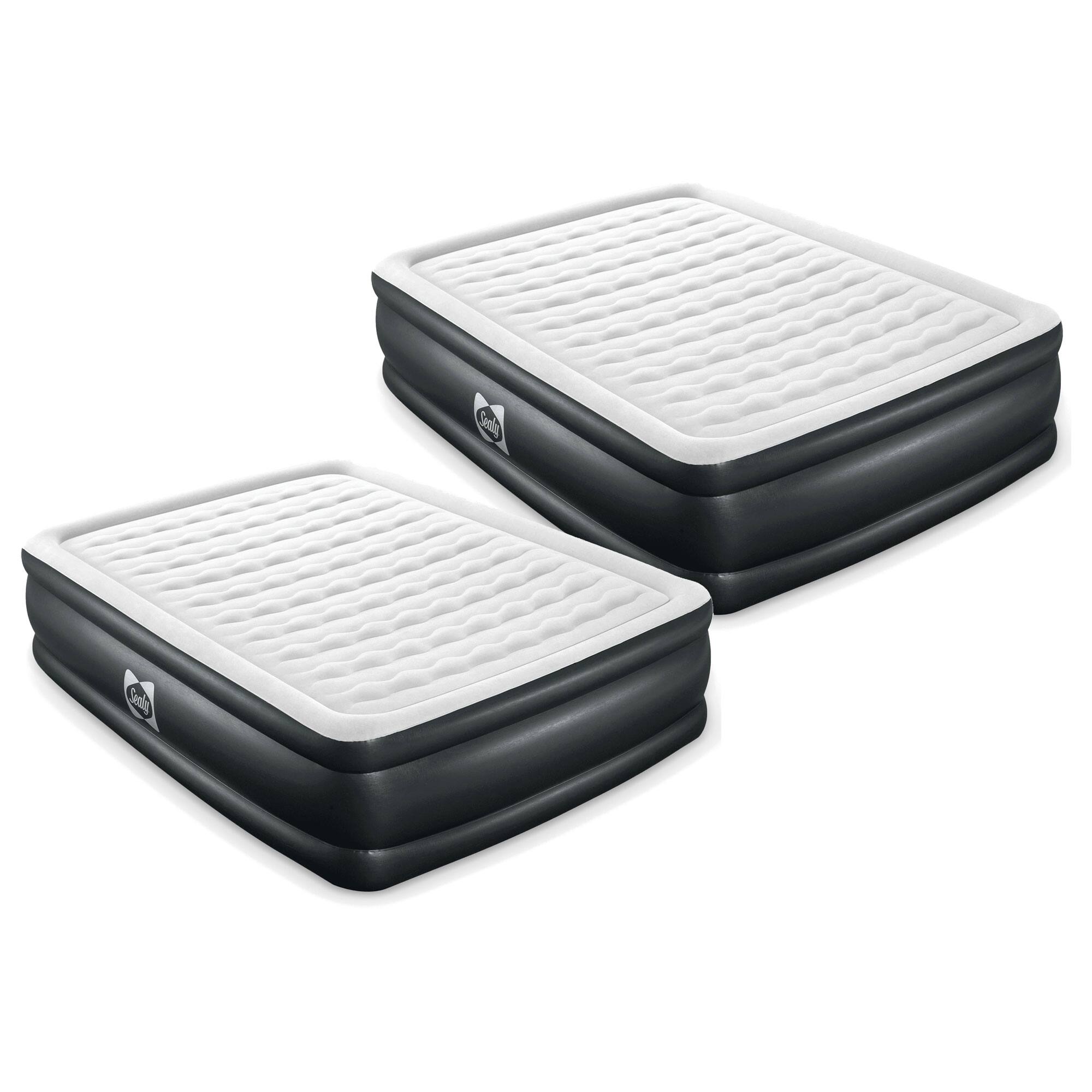 Front. Sealy - Sealy Tritech Queen 20" Air Mattress Bed 2 Person with Built-In AC Pump, 2 Pack - Gray / Dark Gray.