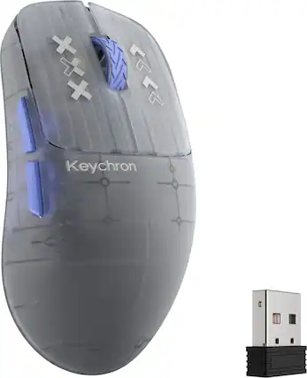 Front. Keychron - Keychron G3 HE 8K Ultra Light Wireless Mouse - Frosted Gray - Frosted Gray.
