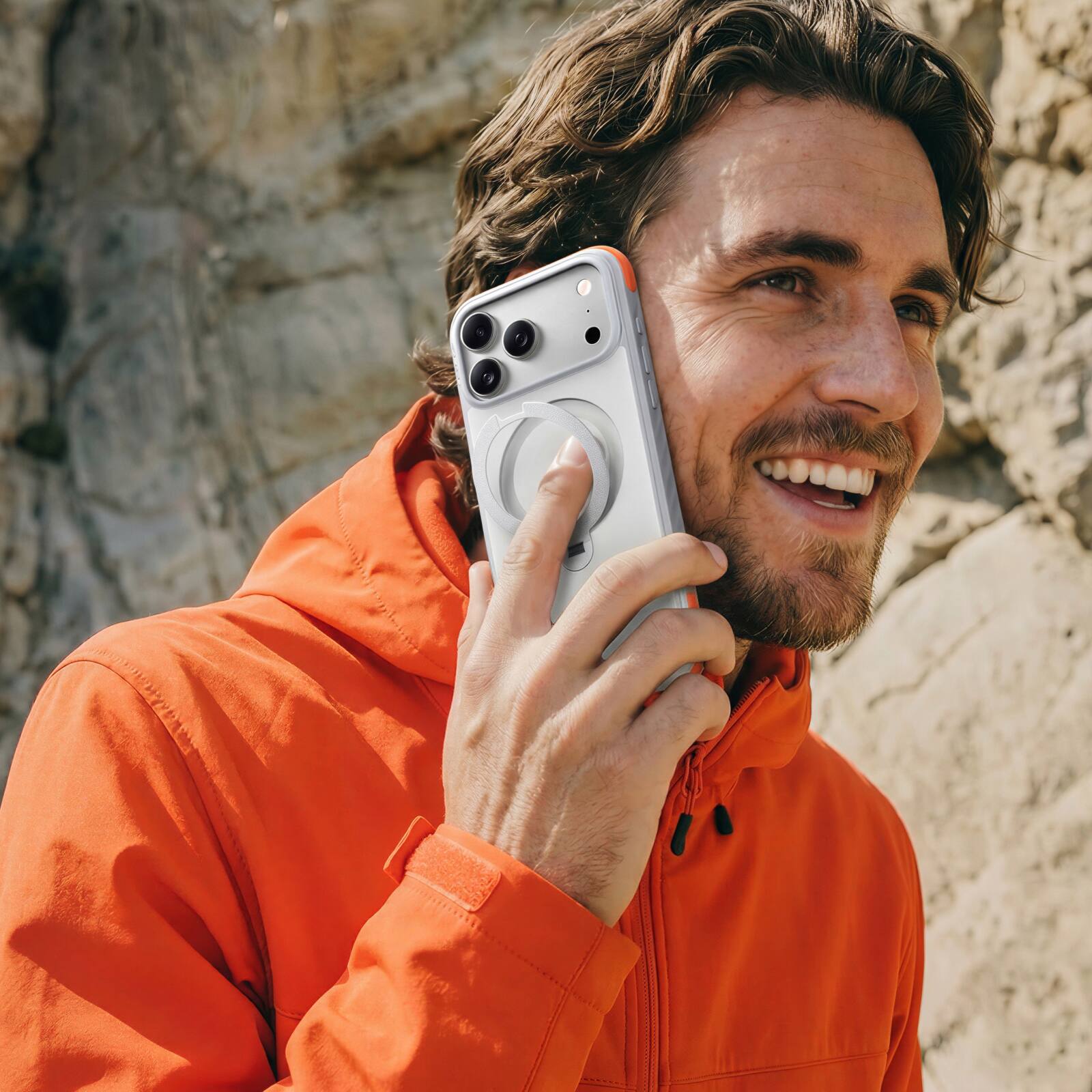 Alt View 1. TORRAS - TORRAS Ostand Q3 Rugged iPhone 17 Pro Max Case - Anti-Slip Wavy Grip, 12FT Drop Protection, 360 Stand,Sandstone Gray - Sandstone Gray.