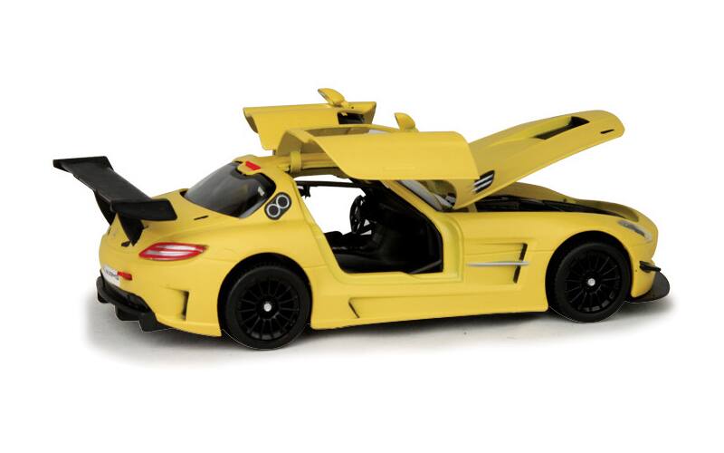 Alt View 3. Motormax - Mercedes Benz SLS AMG GT3 Matte Yellow 1/24 Diecast Model Car by Motormax.