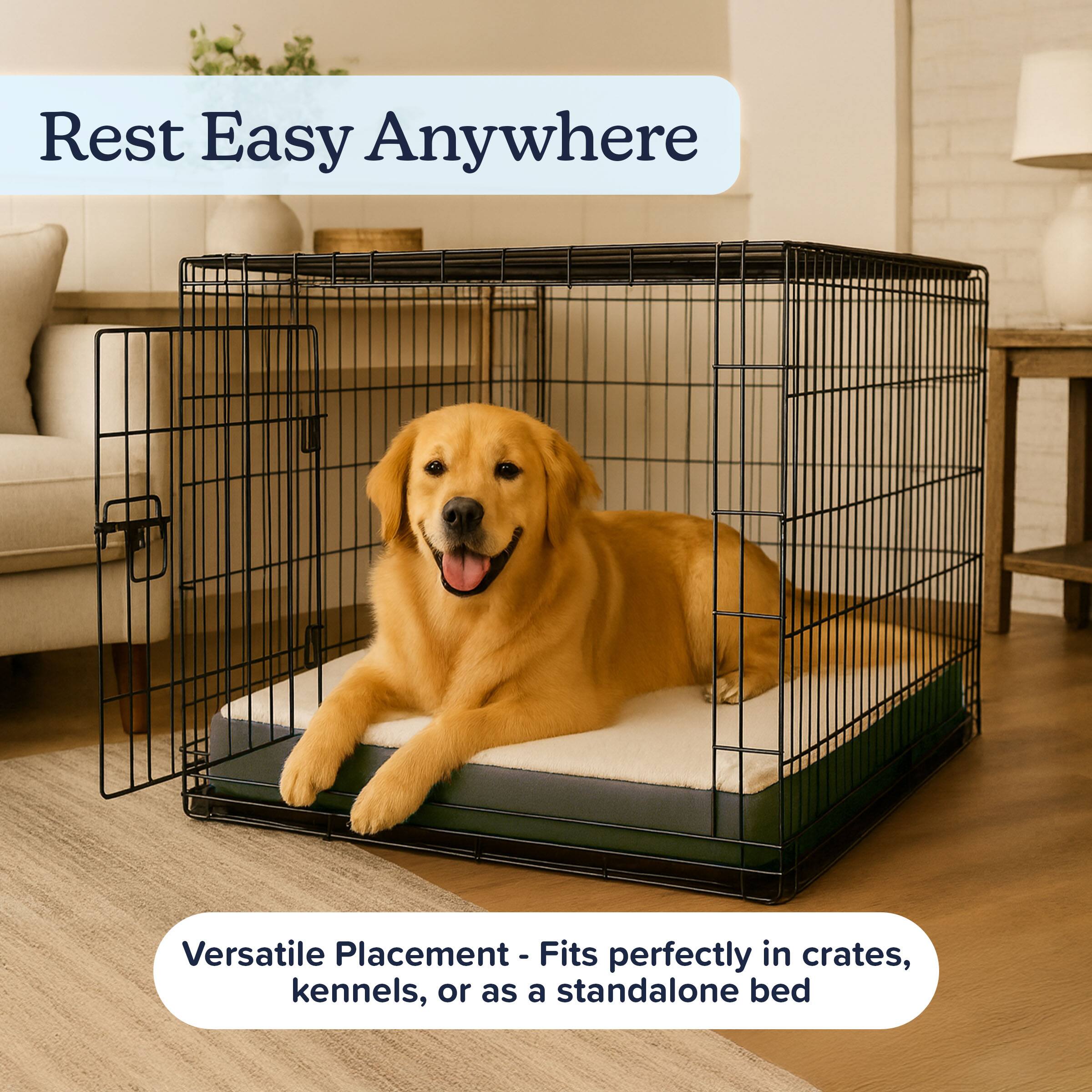 Rest Easy Anywhere  
Versatile Placement - Fits perfectly in crates, kennels, or as a standalone bed