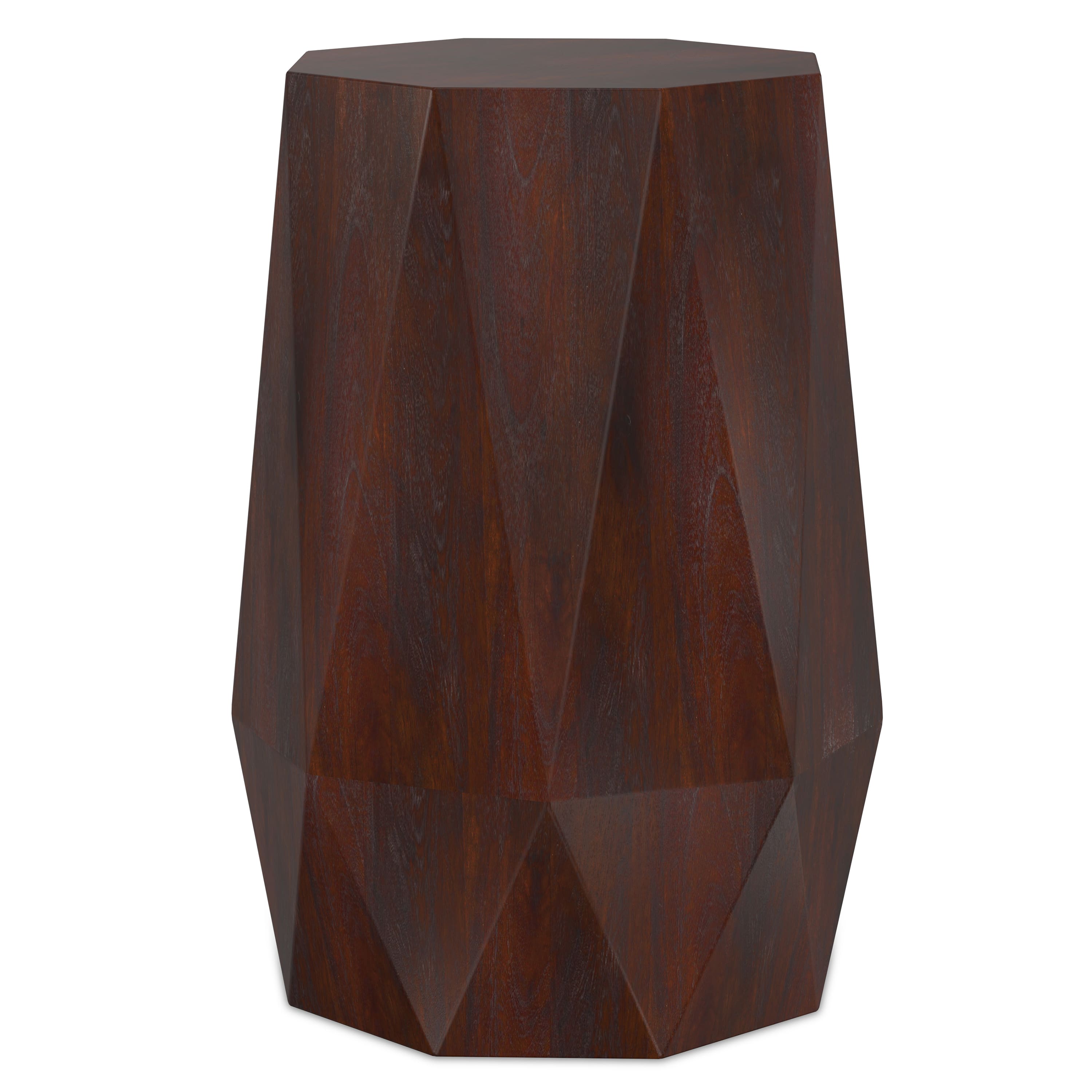 Simpli Home - Kurt SOLID ACACIA WOOD 15 inch Wide Polygon Contemporary Side Table, Fully Assembled - Walnut Brown