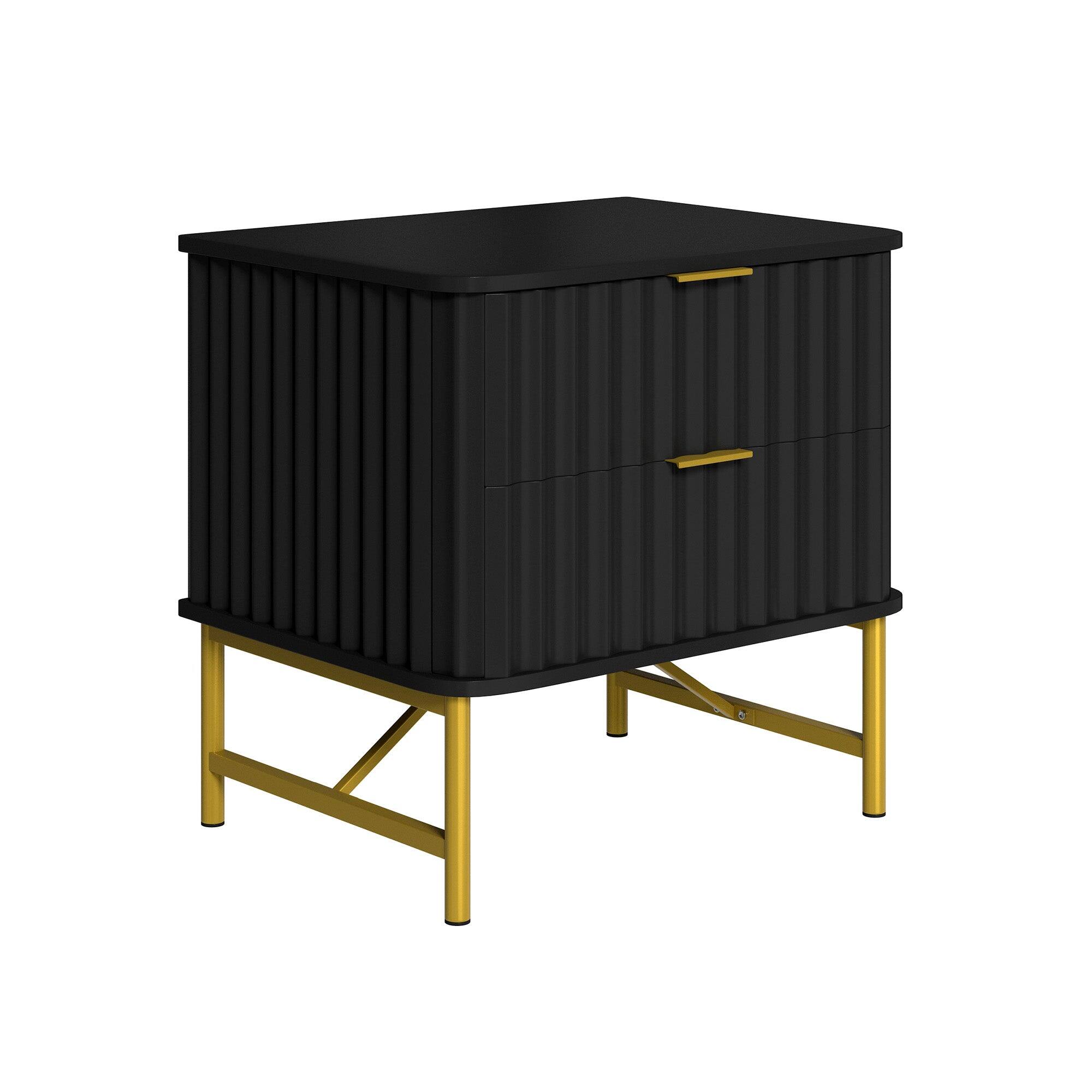 Alt View 7. Boyel Living - 19.69 in. H Nightstand Bedroom Storage Cabinet in Black with 2 Drawers - Black.
