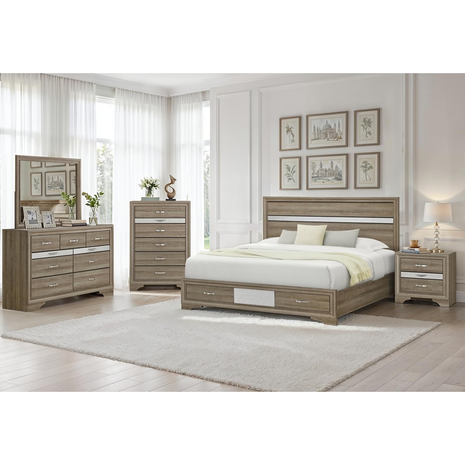 Left. Global Furniture USA - Seville Natural Mirror - Natural.