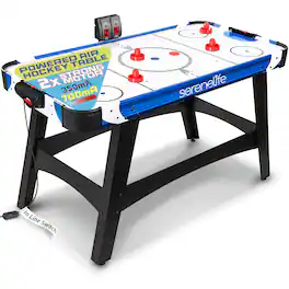 SereneLife - SLARHKY54 58in Powered Air Hockey Table, 4 Players, 700mA Motor, Full-Size Arcade, Digital Scoreboard