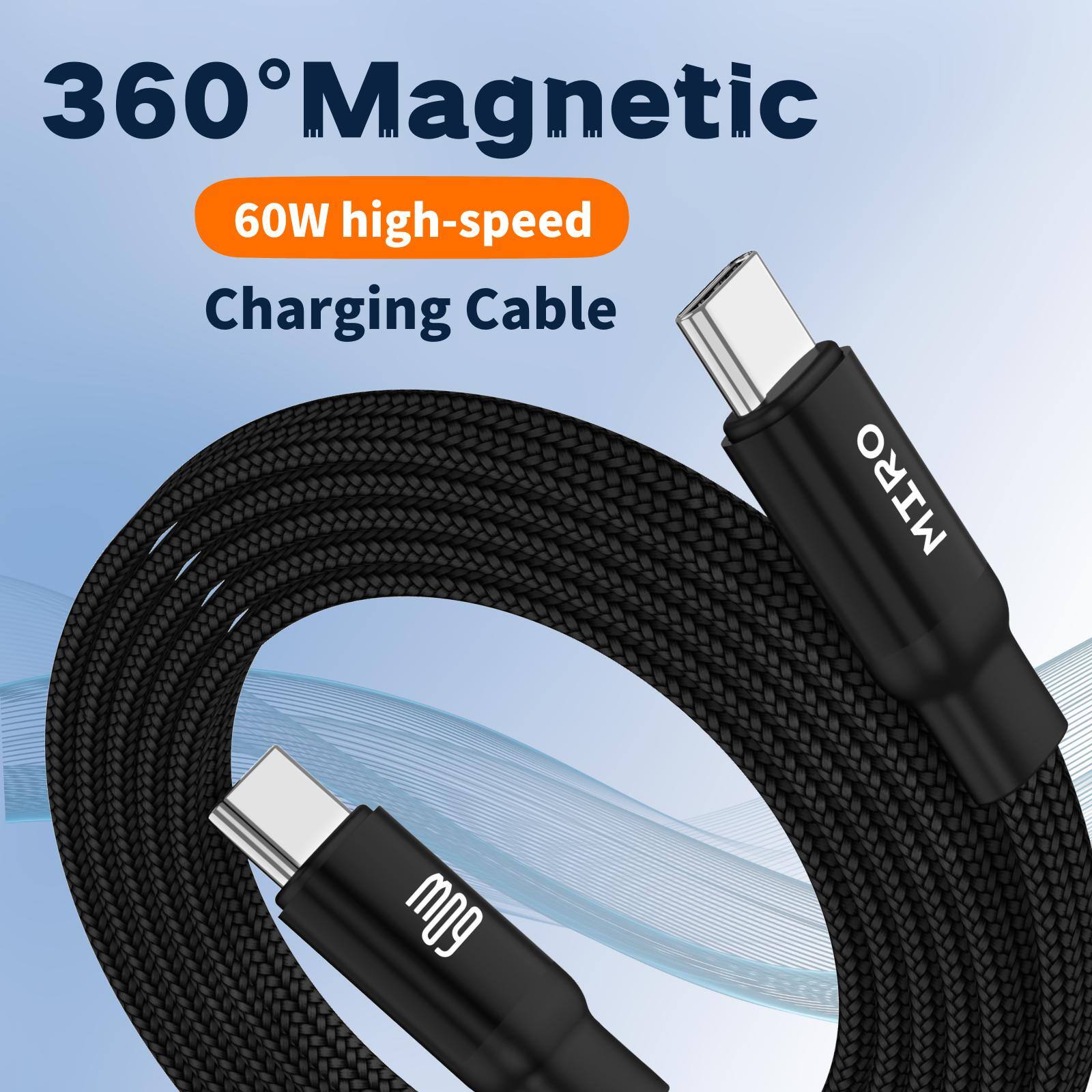 Alt View 1. Miro - U4 Series 360°Magnetic 60W High Speed Braided Wire Charging Cable Fast Charging for Apple & Type-C Devices - Blue.