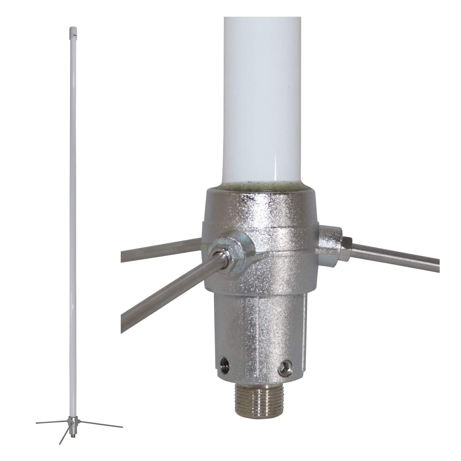 Tram - 1486 200-Watt Pretuned 400 MHz to 495 MHz UHF Fiberglass Base Antenna with 50-Ohm UHF SO-239 Connecto - Silver