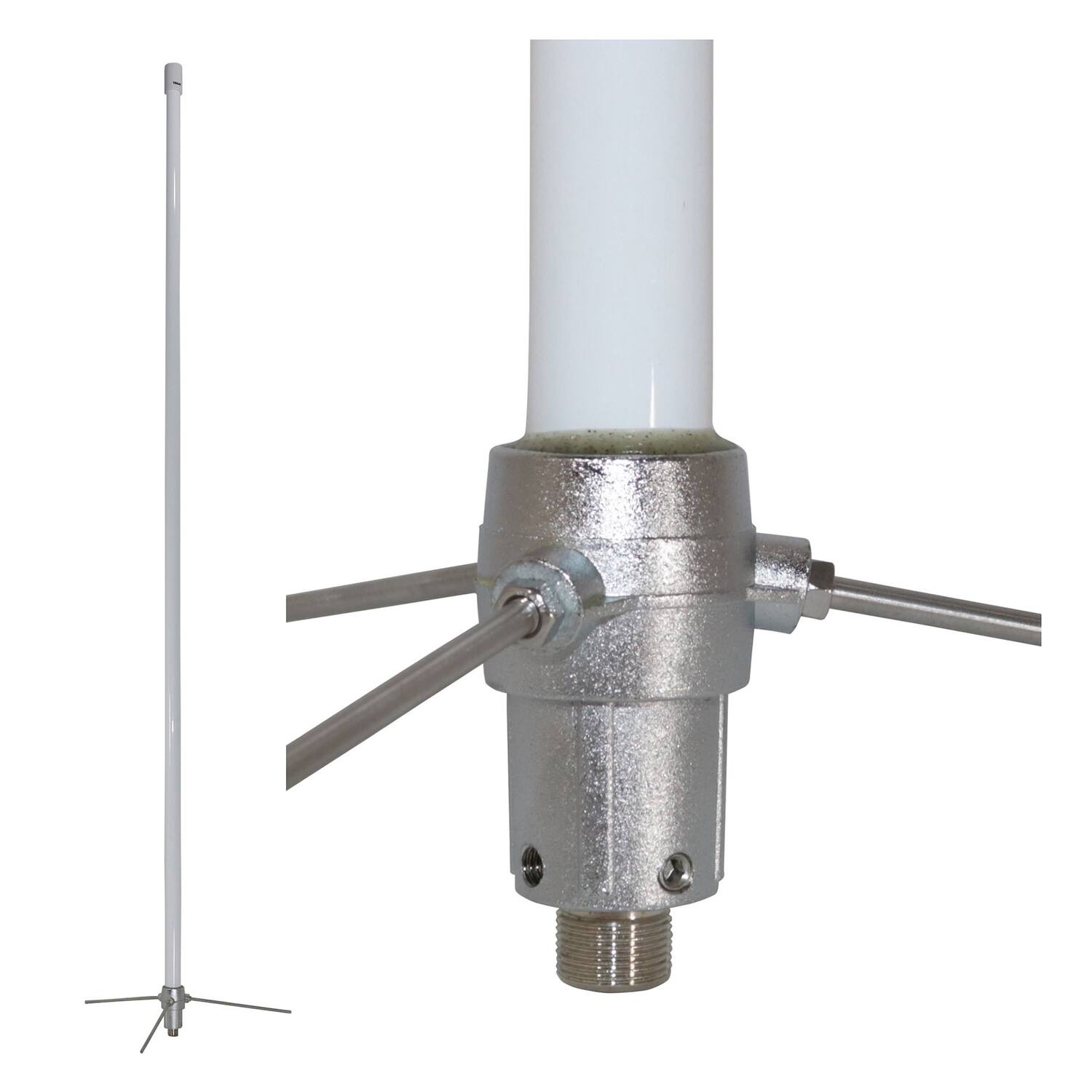 Front. Tram - Tram 1486 200-Watt Pretuned 400 MHz to 495 MHz UHF Fiberglass Base Antenna with 50-Ohm UHF SO-239 Connecto - Silver.