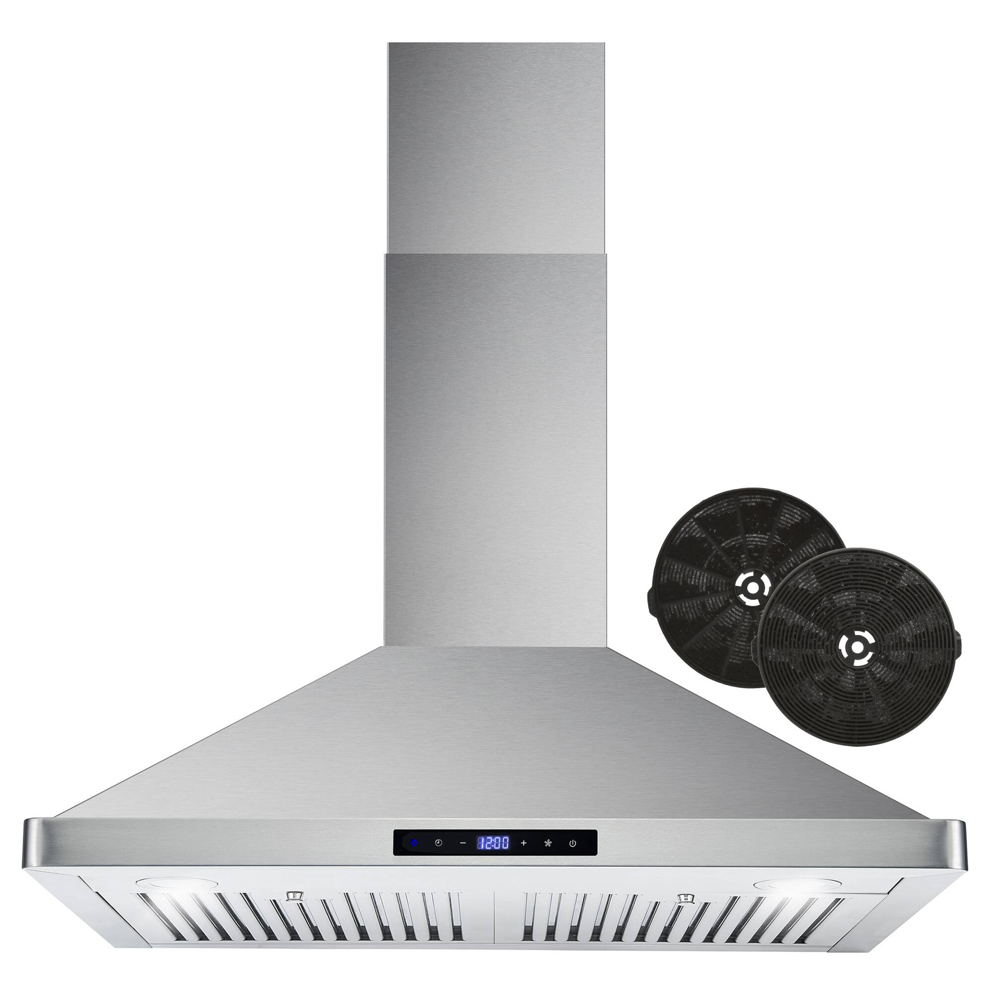 Front. COSMO - 30 in. Vista Collection 380 CFM Ductless Wall Mount Range Hood, Touch Controls, LED Lights - Stainless Steel.
