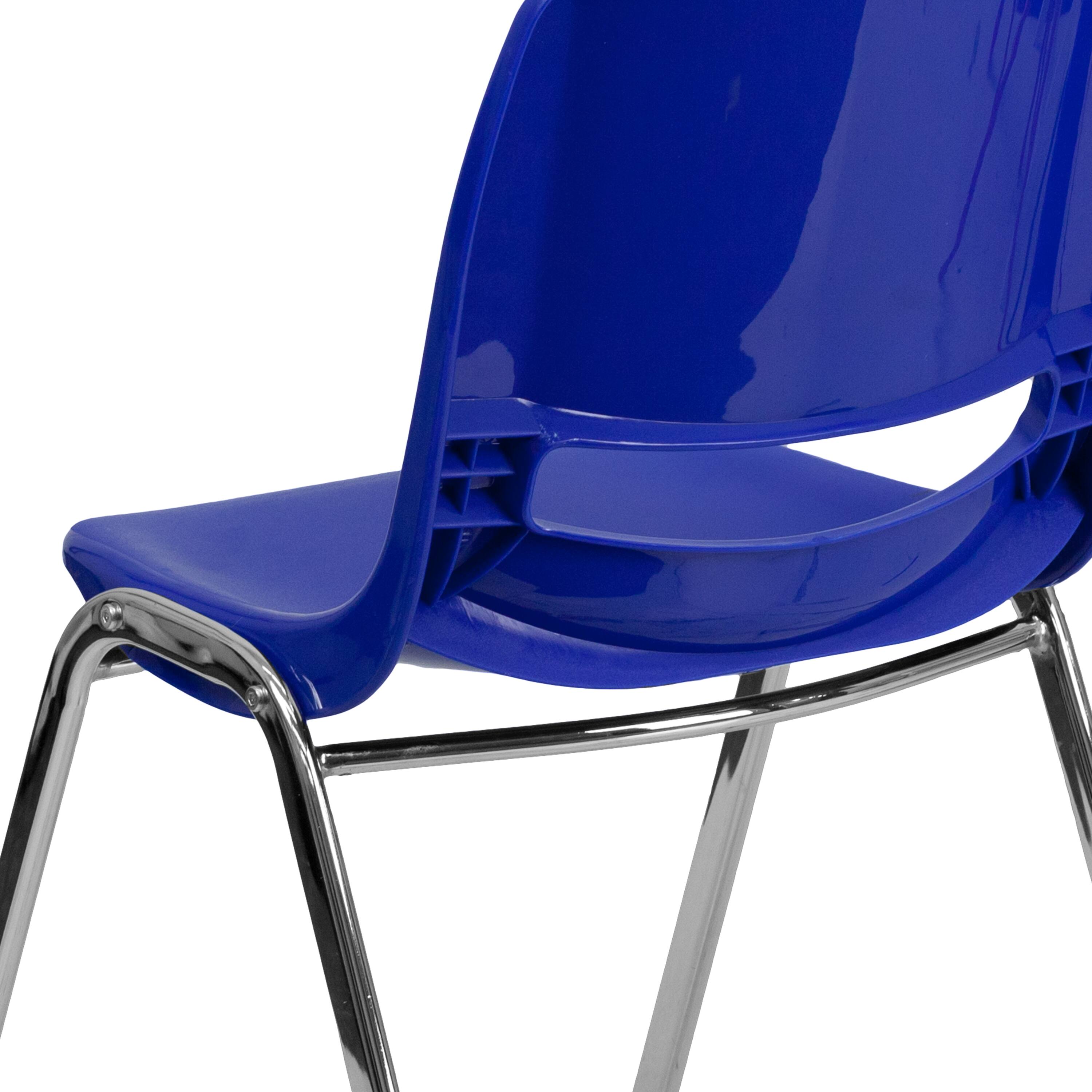 Alt View 9. Emma + Oliver - Ergonomic Chrome Stack Chair - 18" Seat Daycare Home School - Navy Plastic/Chrome Frame.