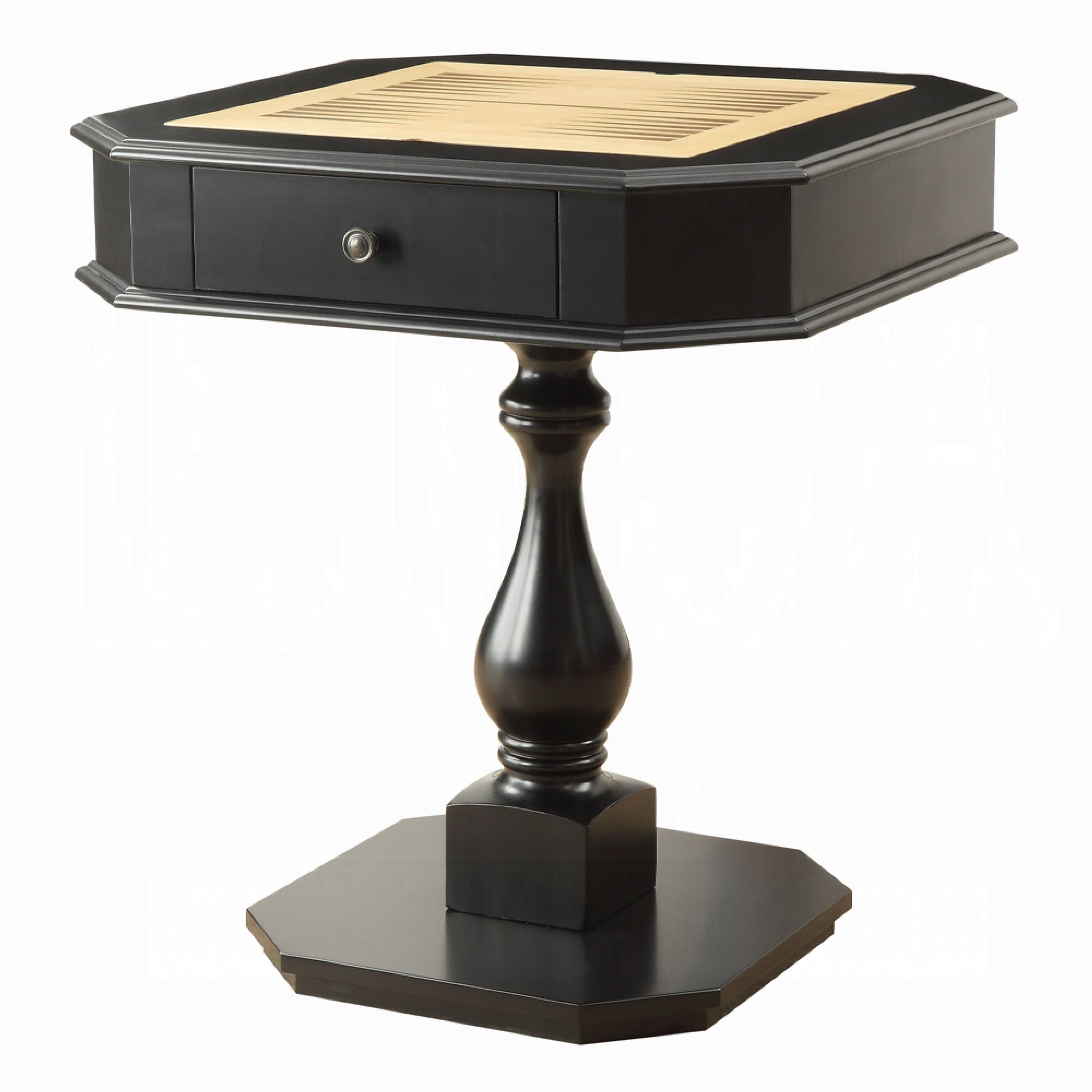 Alt View 2. Manhattan Lane - Boen Game Table for Backgammon, Piece Drawer, 28 Inch Top, Black Turned Base - Black, Brown.