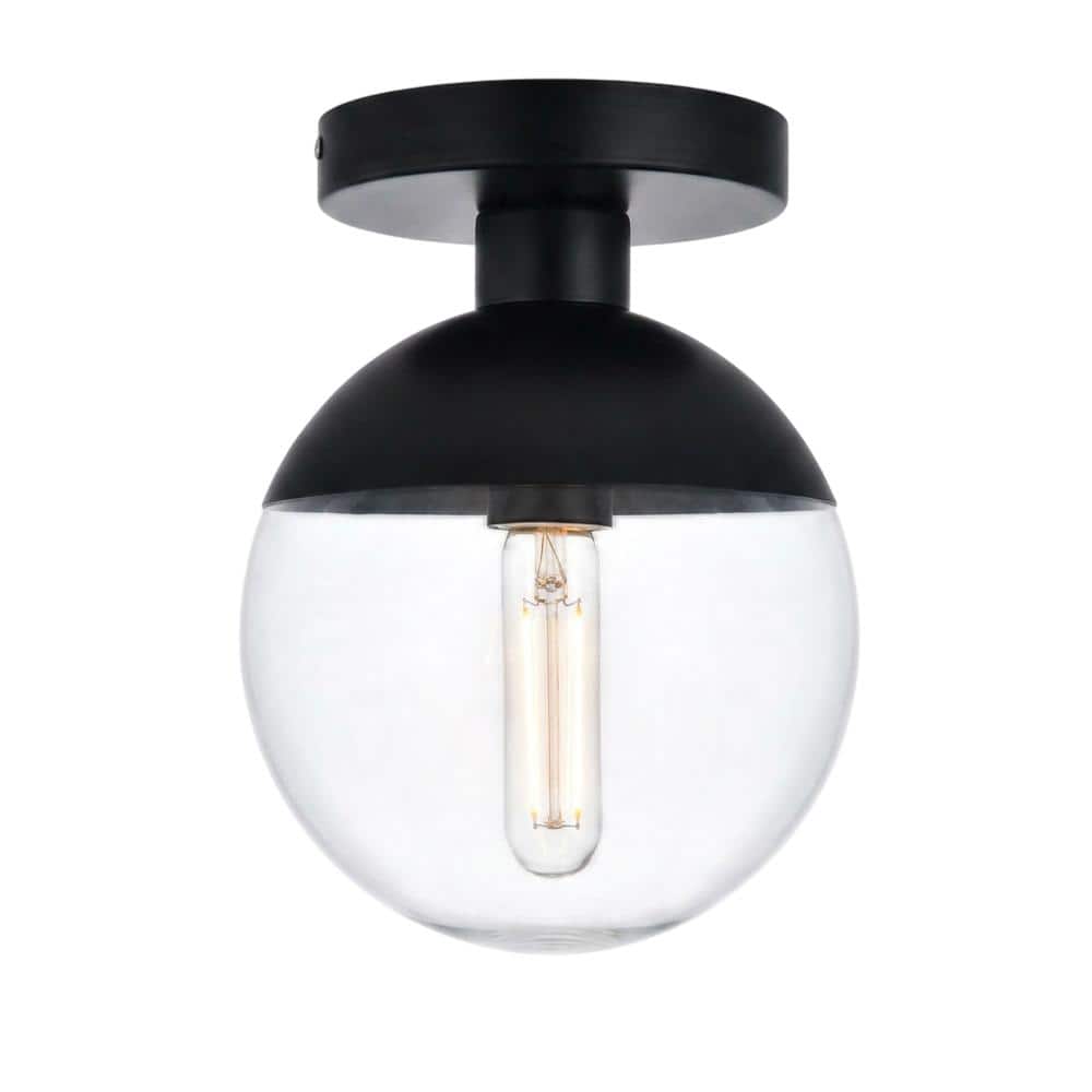 Living District - Eclipse 1 Light Black Flush Mount With Clear Glass - Black And Clear