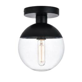 Living District - Eclipse 1 Light Black Flush Mount With Clear Glass - Black And Clear