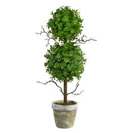 BreeBe - 2’ Eucalyptus Double Ball Topiary Artificial Tree - Green