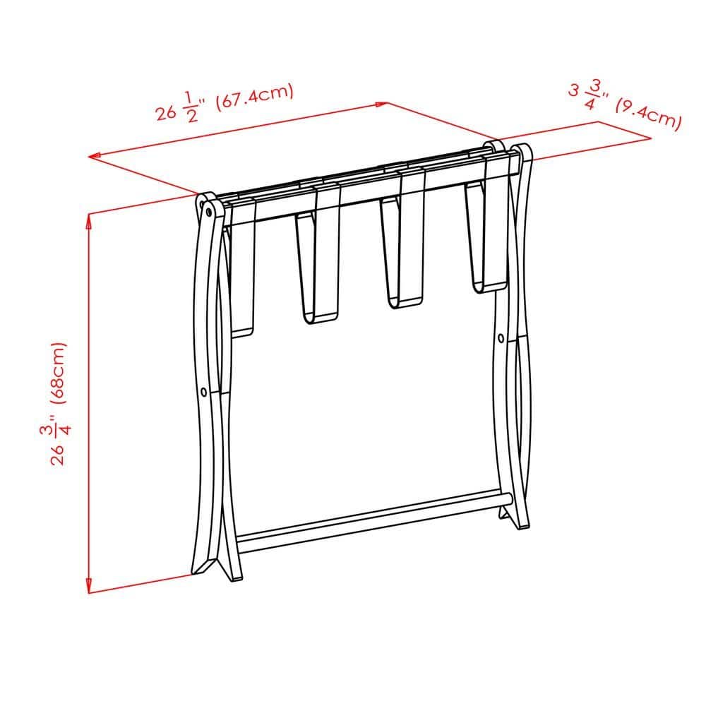 FurniFact - Brown Solid Wood Folding Luggage Rack for Suitcases with Sturdy Straps - Walnut