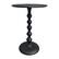 Back. Manhattan Lane - Shae 22 Inch Round Side End Table, Hammered Texture, Turned Pedestal Post - Black.